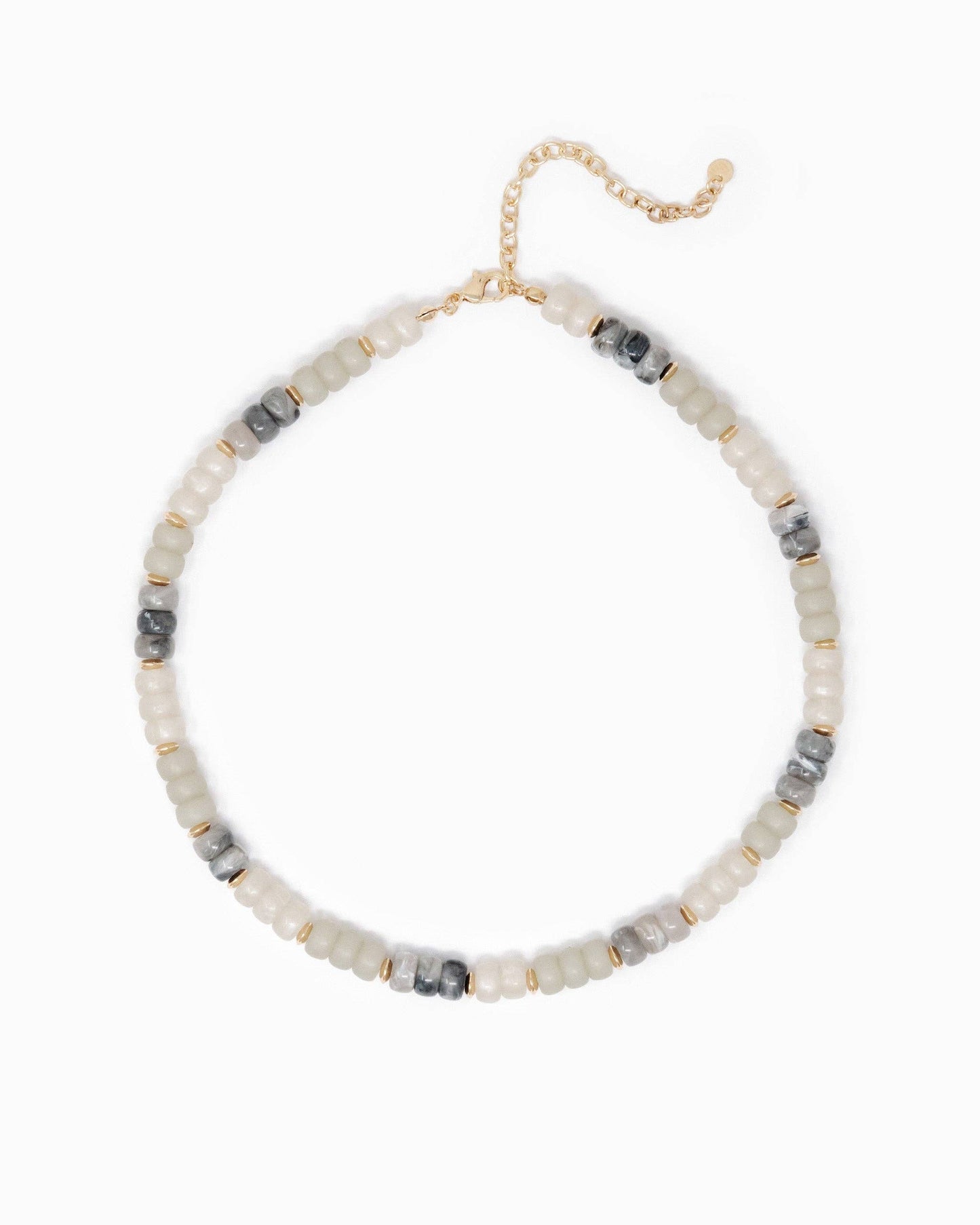 Multi-Color Beaded Necklace: Grey