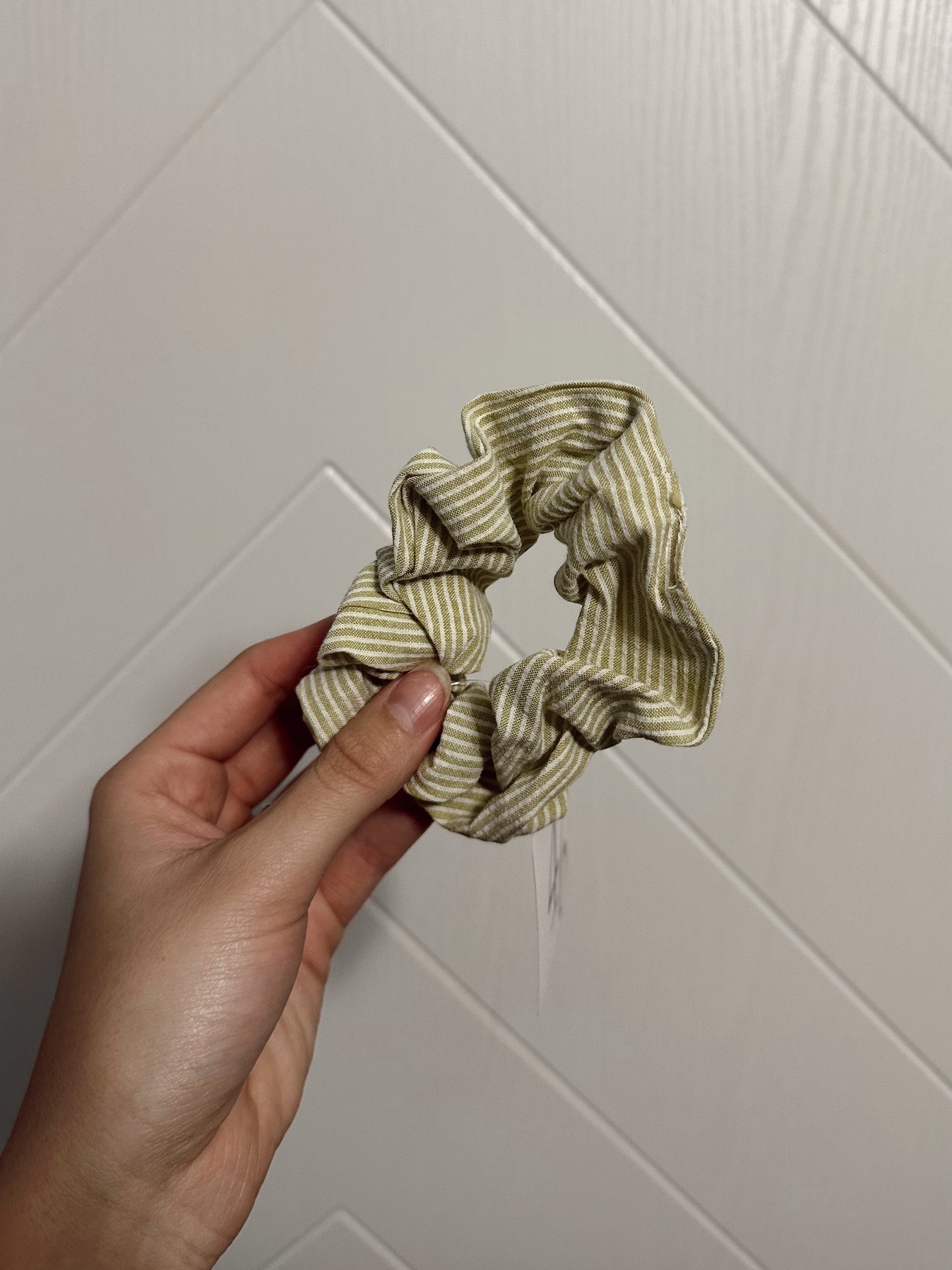 Cotton Stripe Scrunchie: Sage