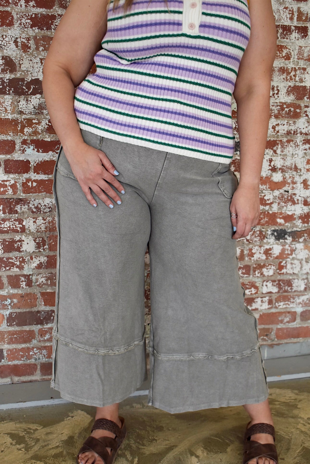 Jordi Terry Knit Palazzo Pants (Plus Size)