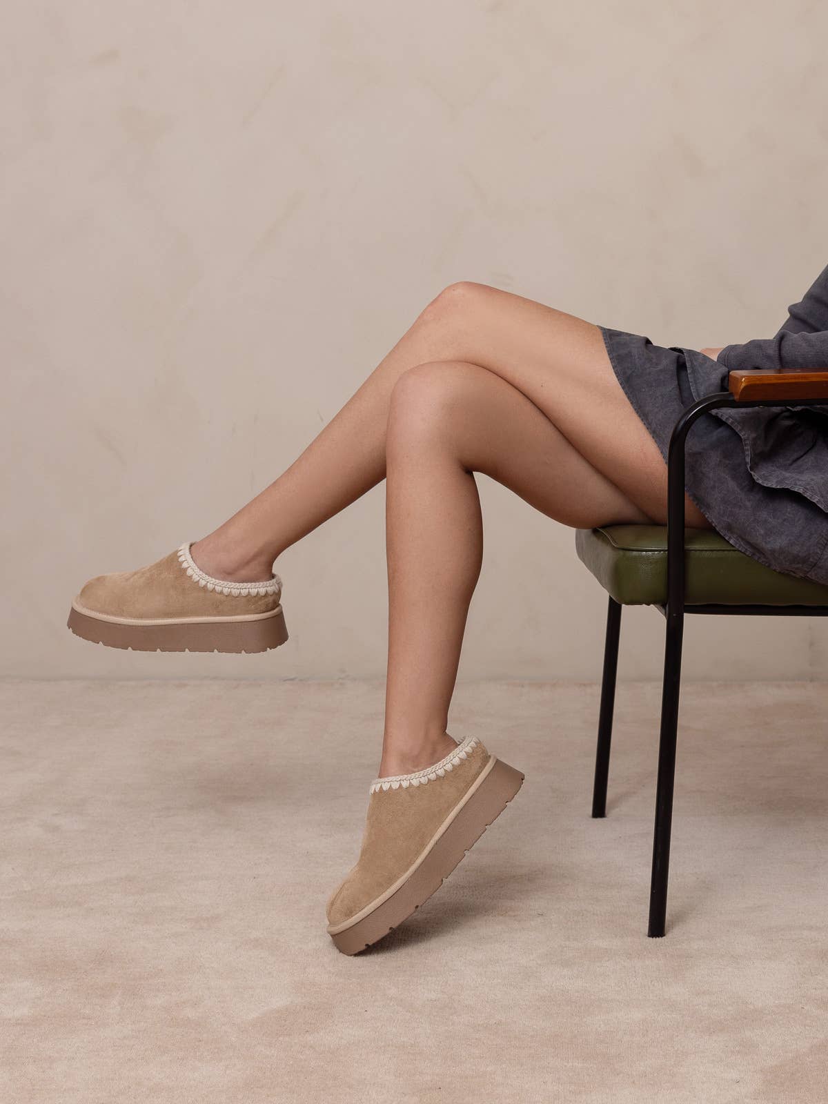 Brandi Almond Platform Cozy Mule Slipper