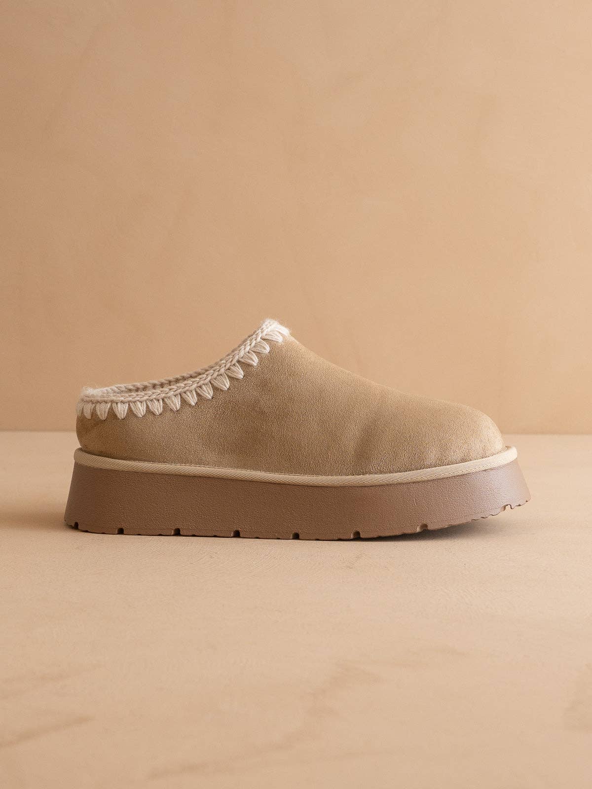 Brandi Almond Platform Cozy Mule Slipper