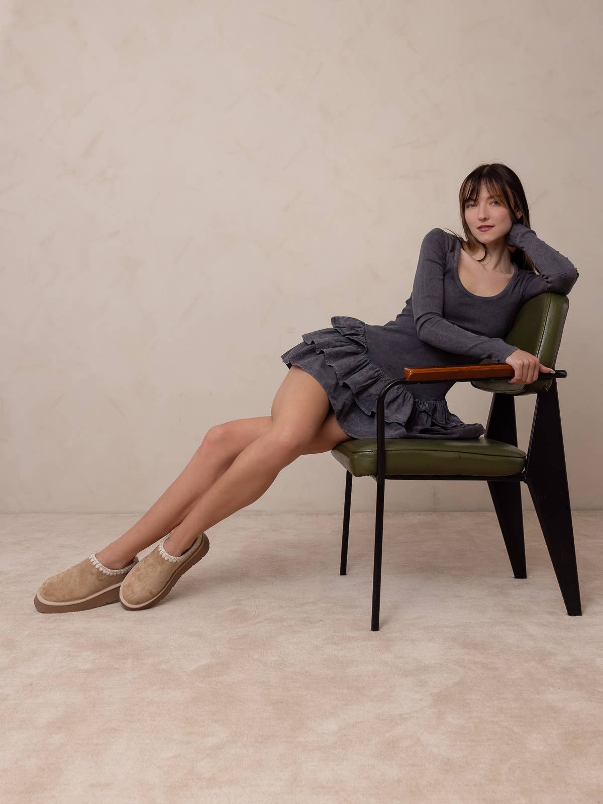Brandi Almond Platform Cozy Mule Slipper