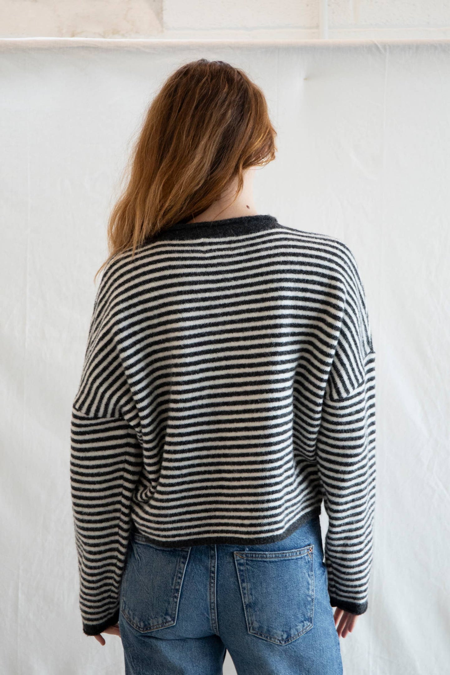 Piper Cardigan - Mini Striped : Charcoal