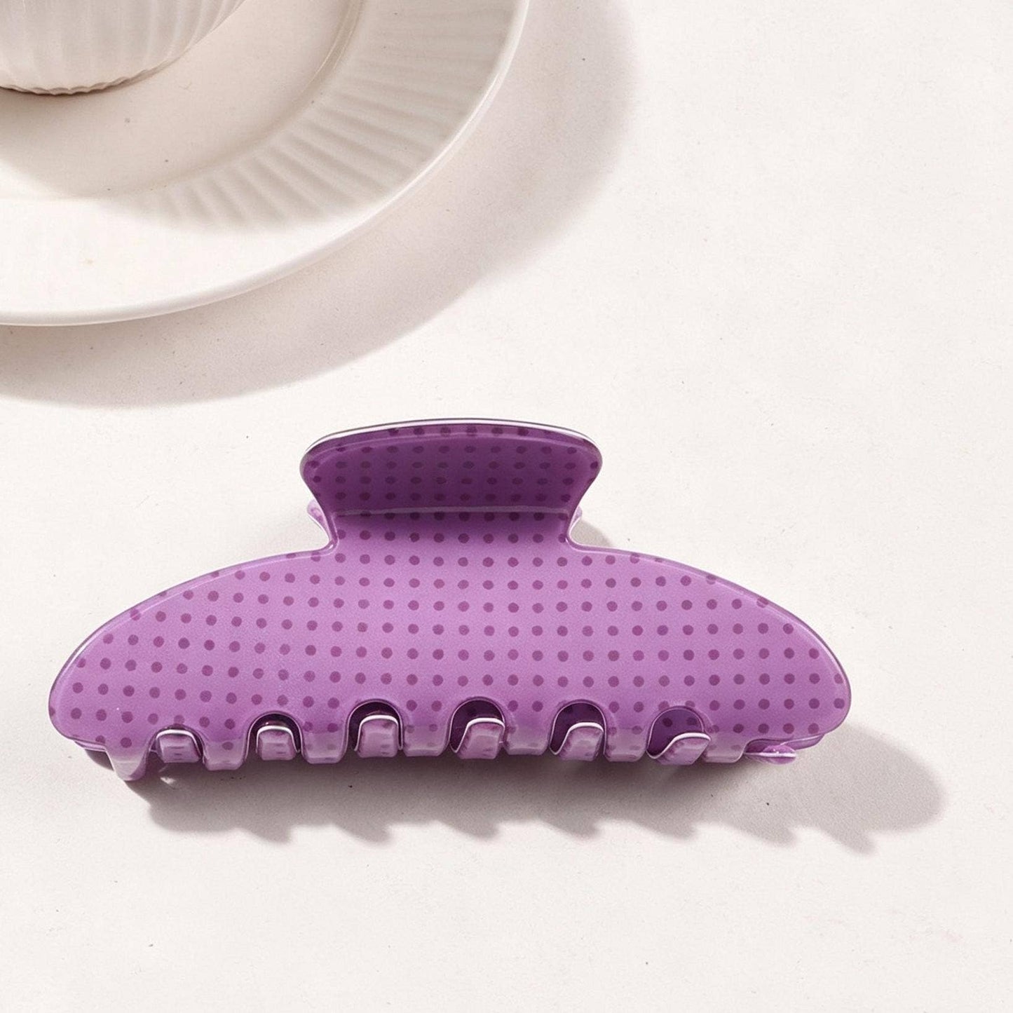 Polka Dot Hair Claw Clip : Lavender