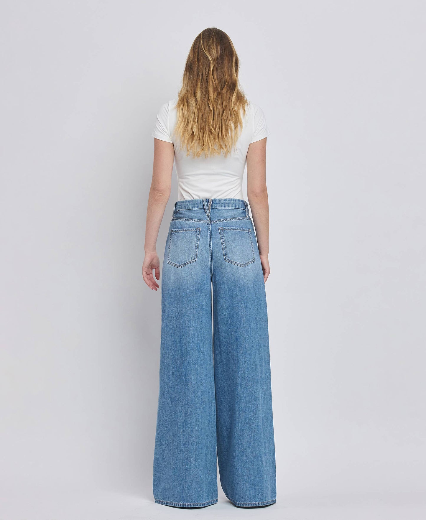 Super High Rise Wide Leg Jeans- Vervet by Flying Monkey