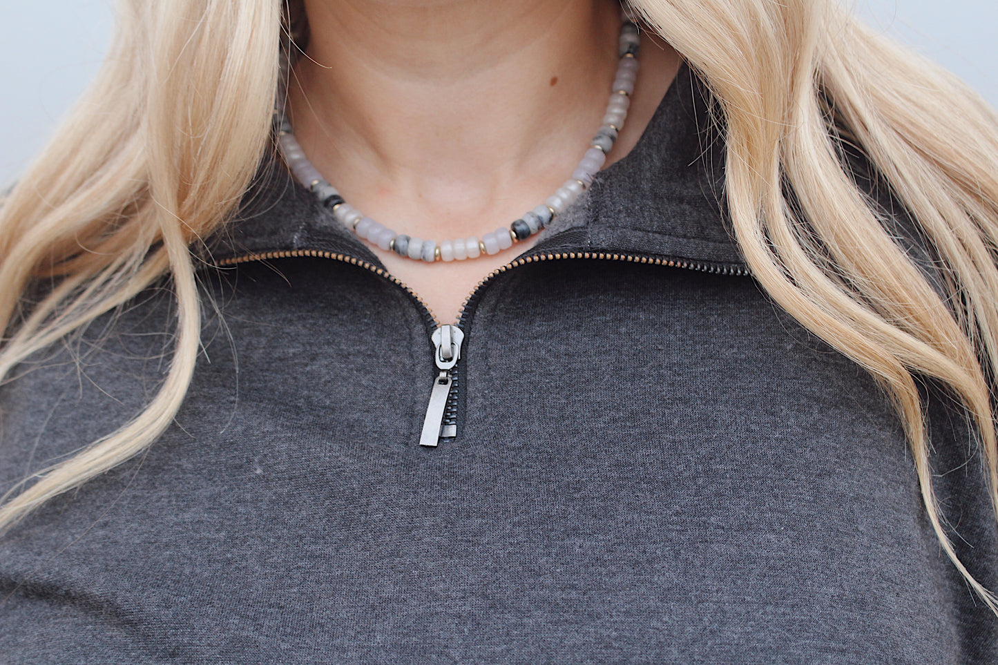 Acid Wash Fleece Half Zip Pullover - Black (PLUS SIZE)