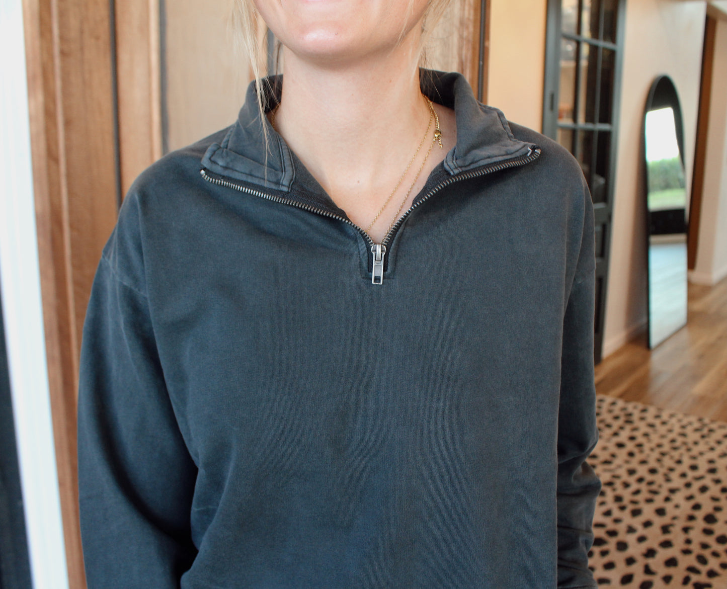 Half Zip Long Sleeve Sweatshirt (Black)