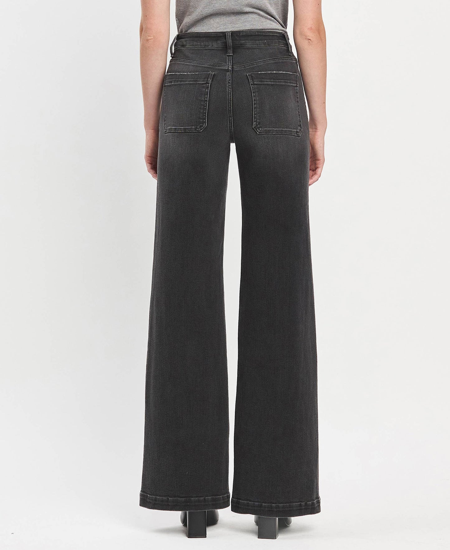 High Rise Wide Trouser Jeans- Vervet by Flying Monkey