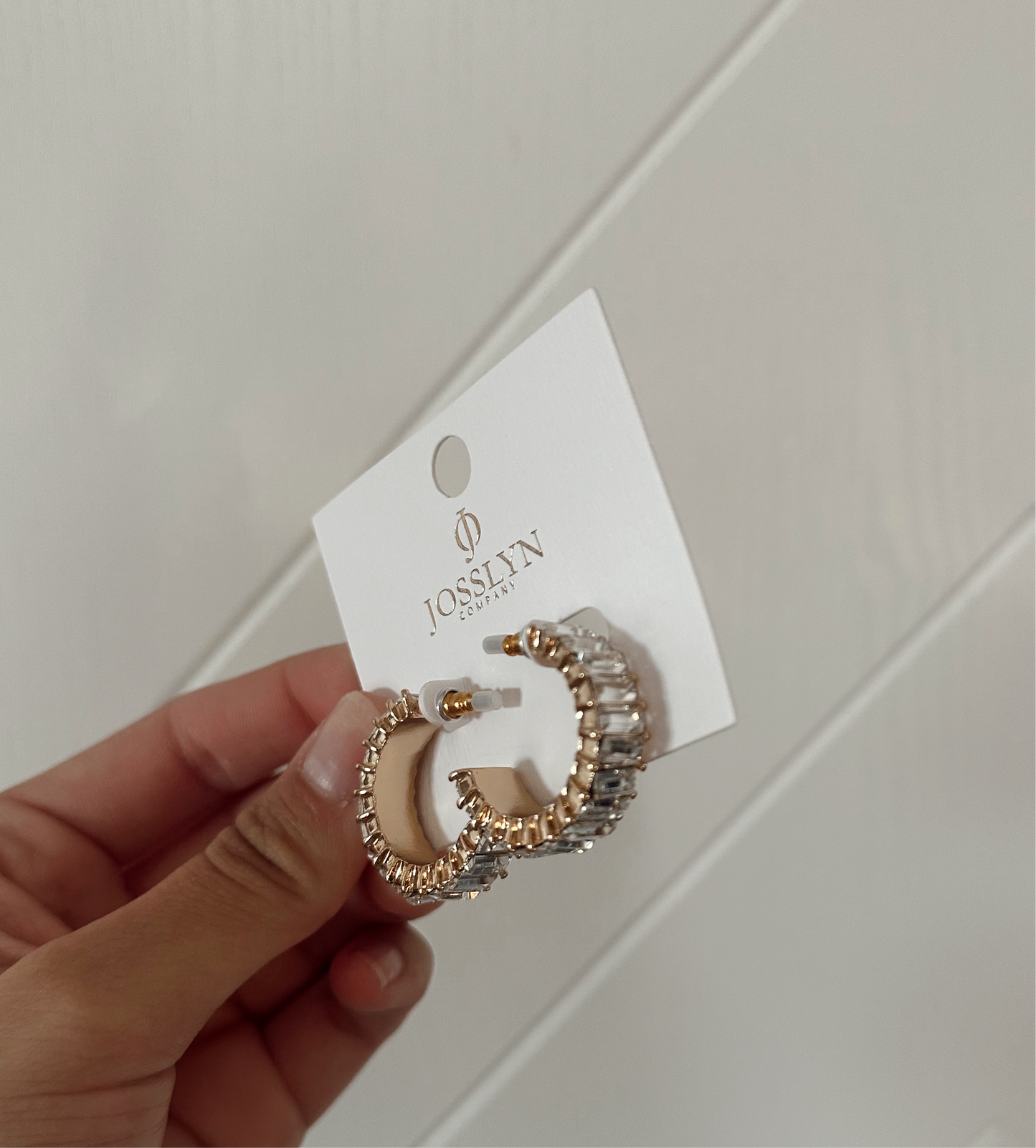 Baguette Rhinestone Hoop Earrings