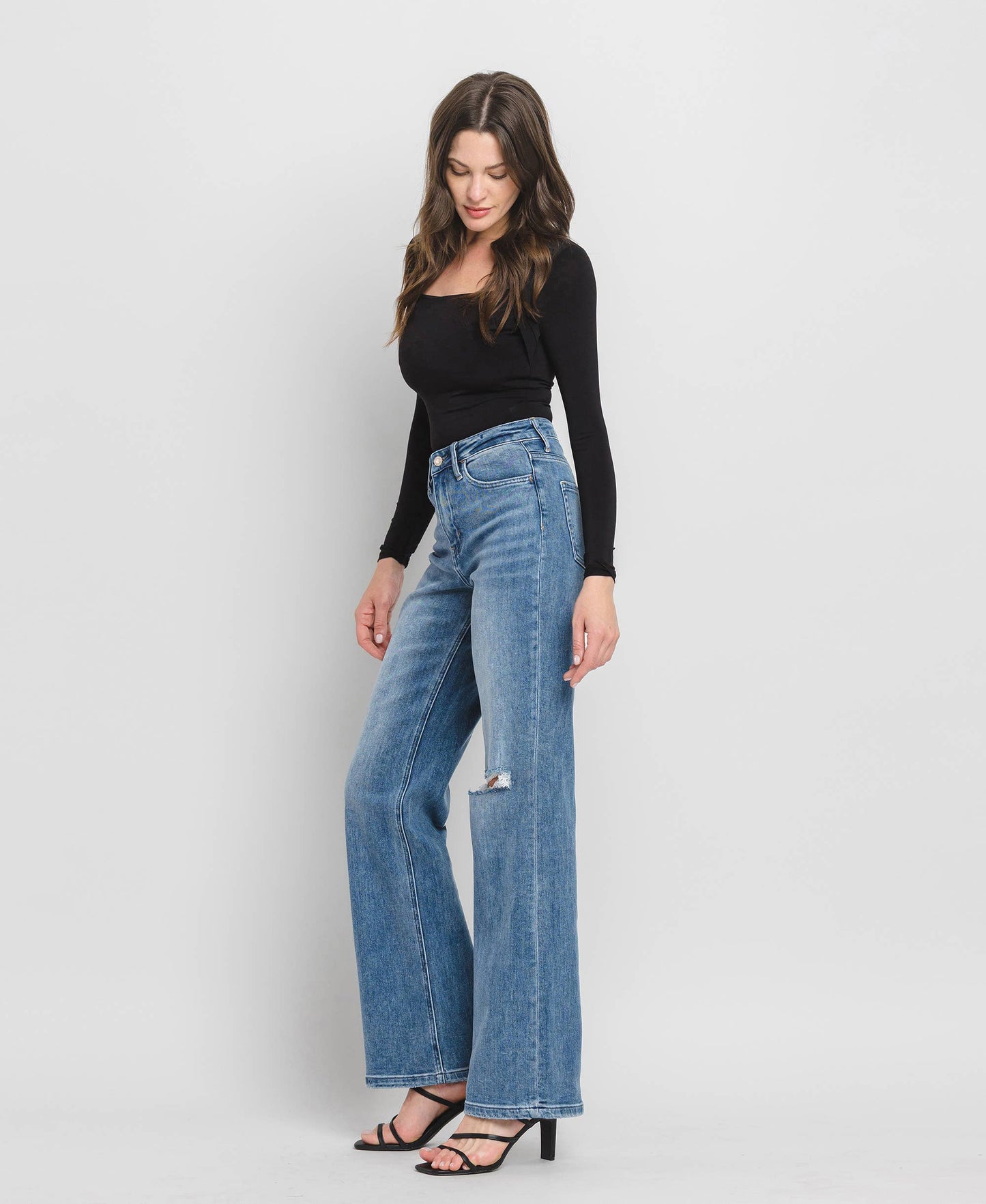 90'S Vintage Super High Rise Flare Jeans- Vervet by Flying Monkey
