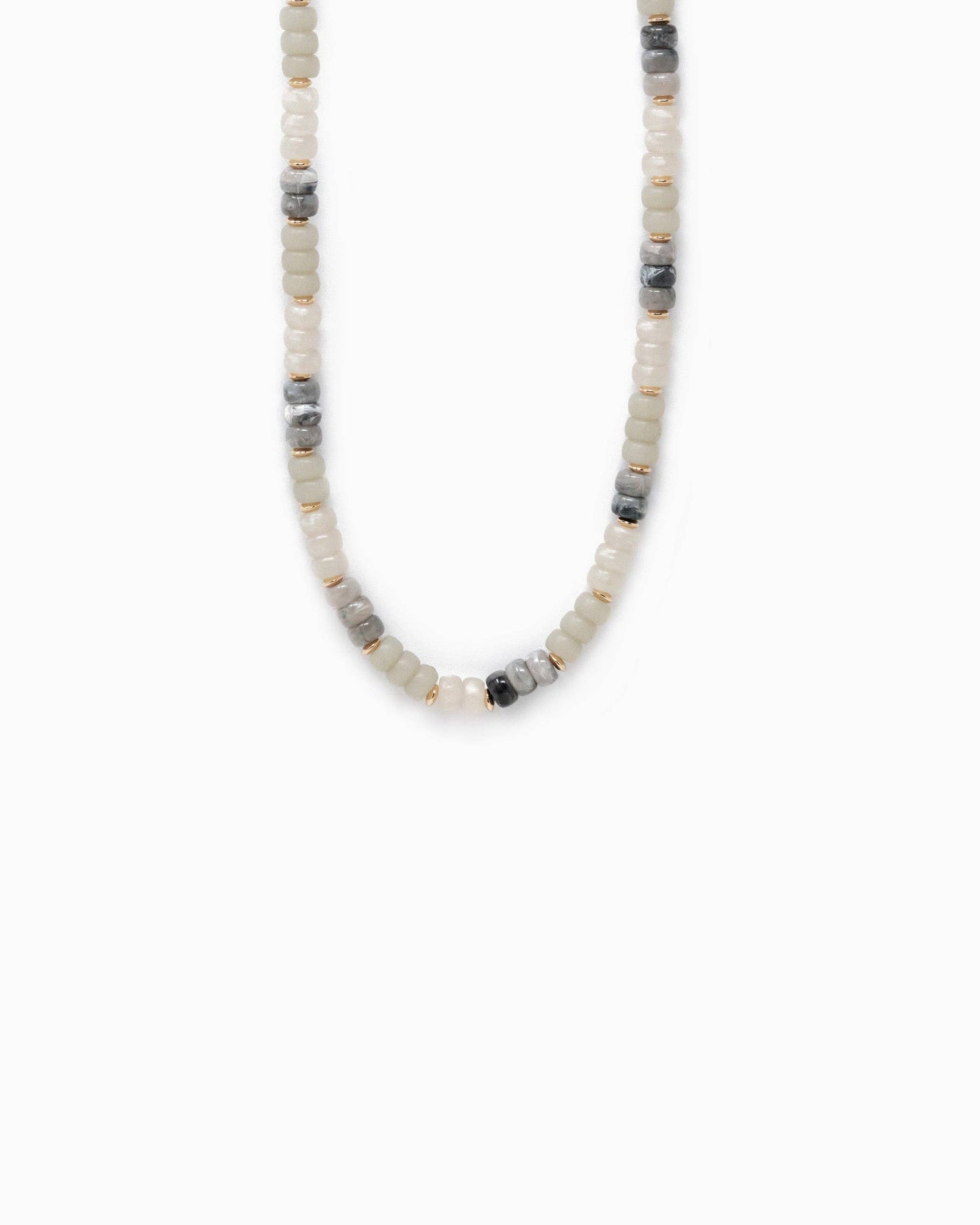 Multi-Color Beaded Necklace: Grey