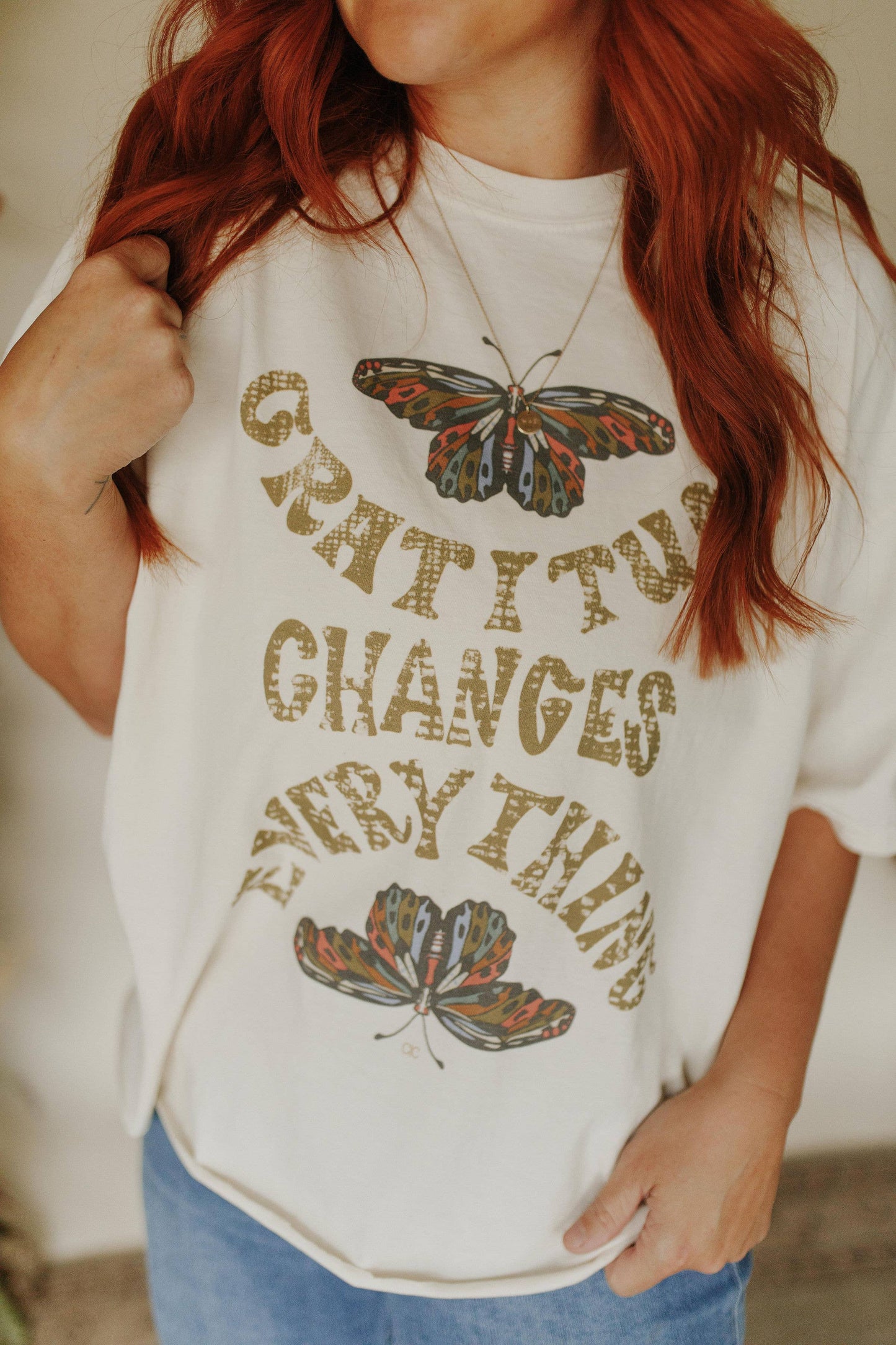 Gratitude Changes Everything Butterfly Graphic Tee