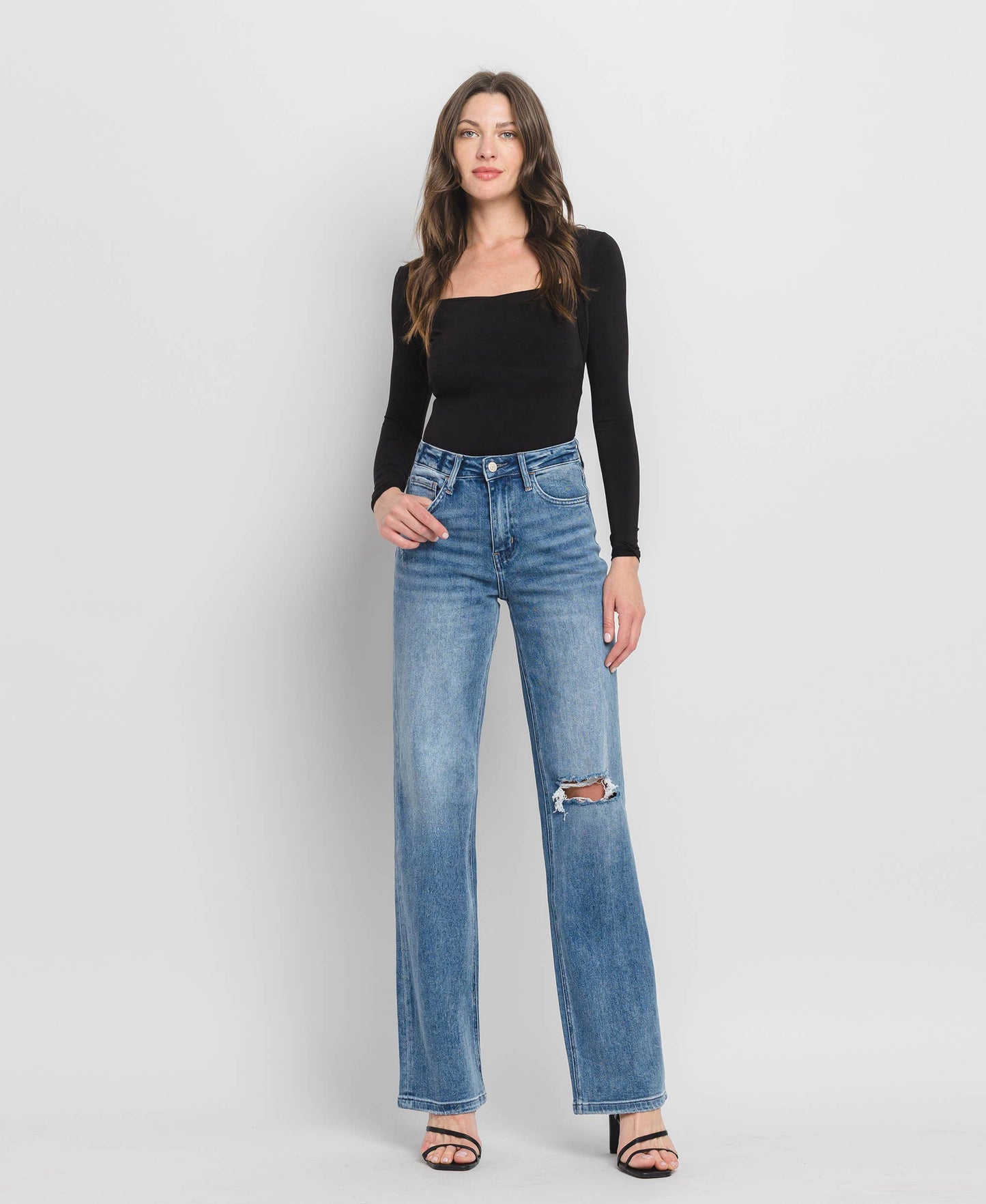 90'S Vintage Super High Rise Flare Jeans- Vervet by Flying Monkey