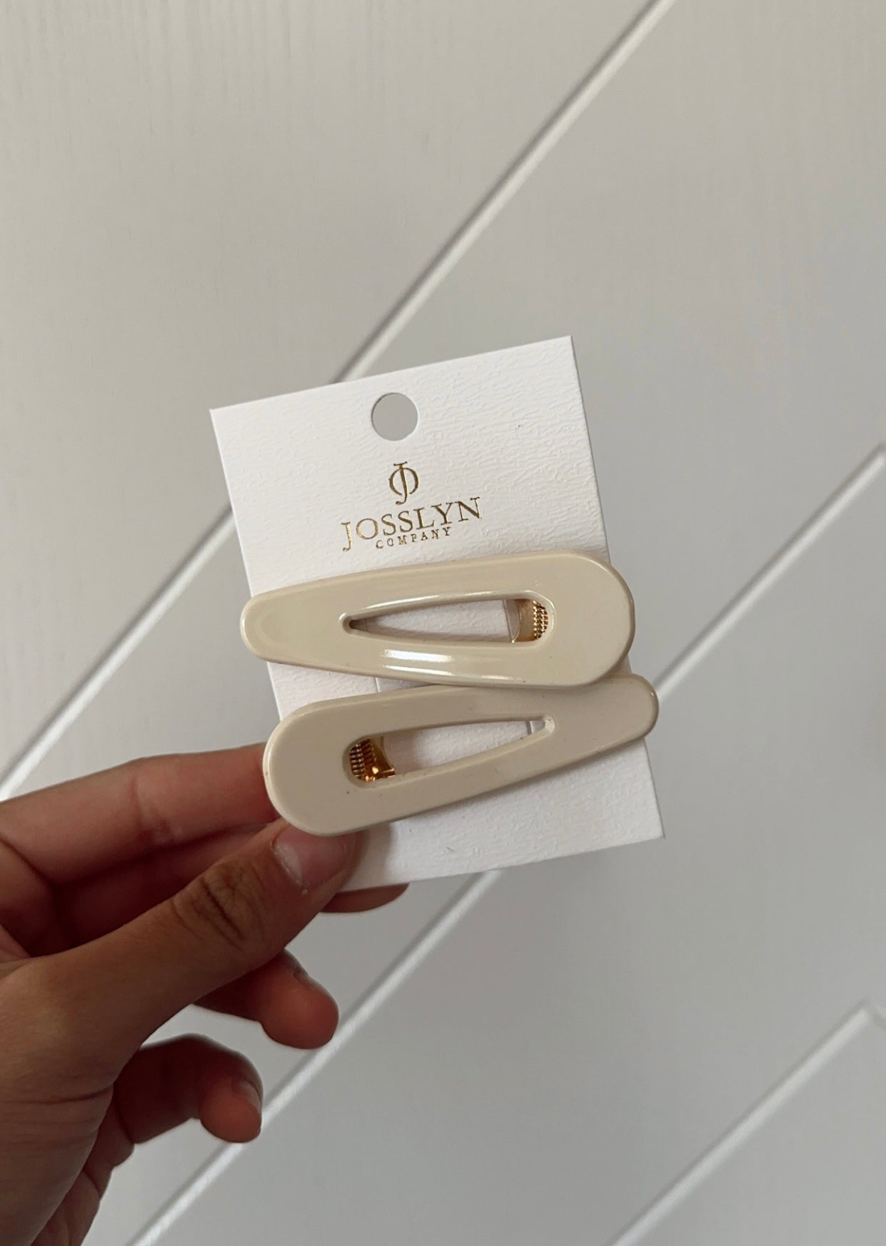 Teardrop Acrylic Hair Clip Set of 2 (Cream)