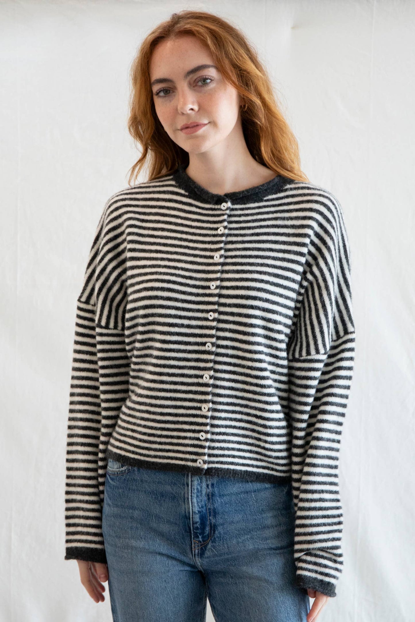Piper Cardigan - Mini Striped : Charcoal