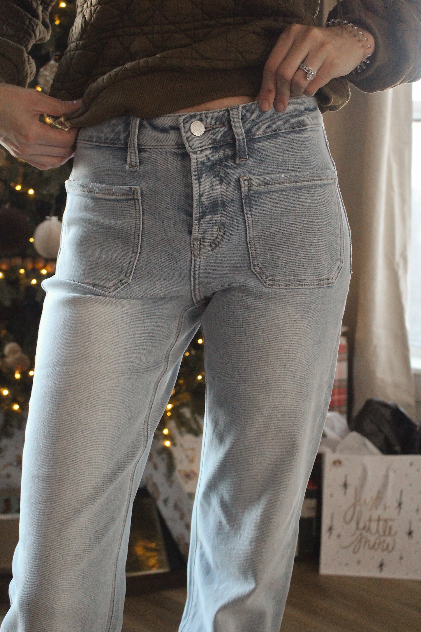 High Rise Trouser Hem Flare Jeans