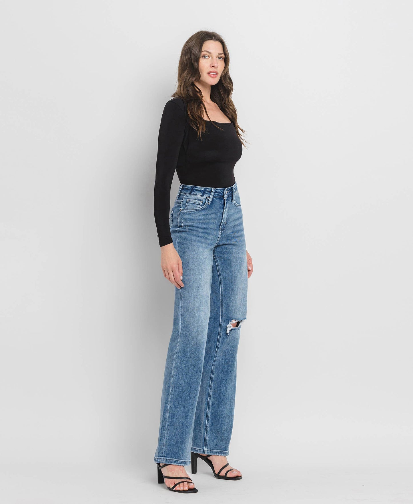 90'S Vintage Super High Rise Flare Jeans- Vervet by Flying Monkey