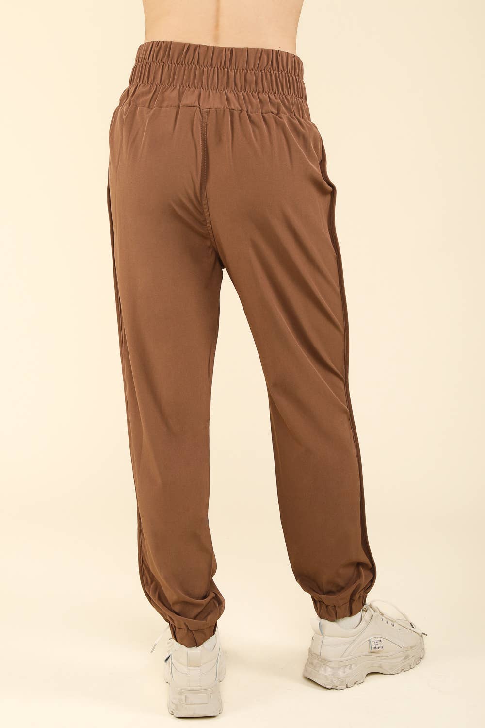 High Waisted Cargo Active Joggers w/ Pockets: Chestnut