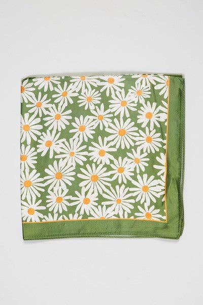 Flower Silk Scarf : Green