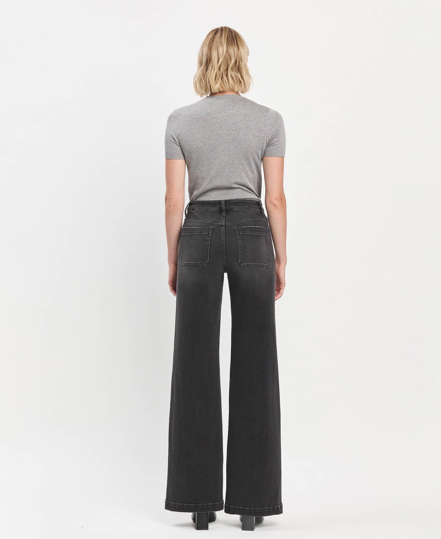 High Rise Wide Trouser Jeans- Vervet by Flying Monkey