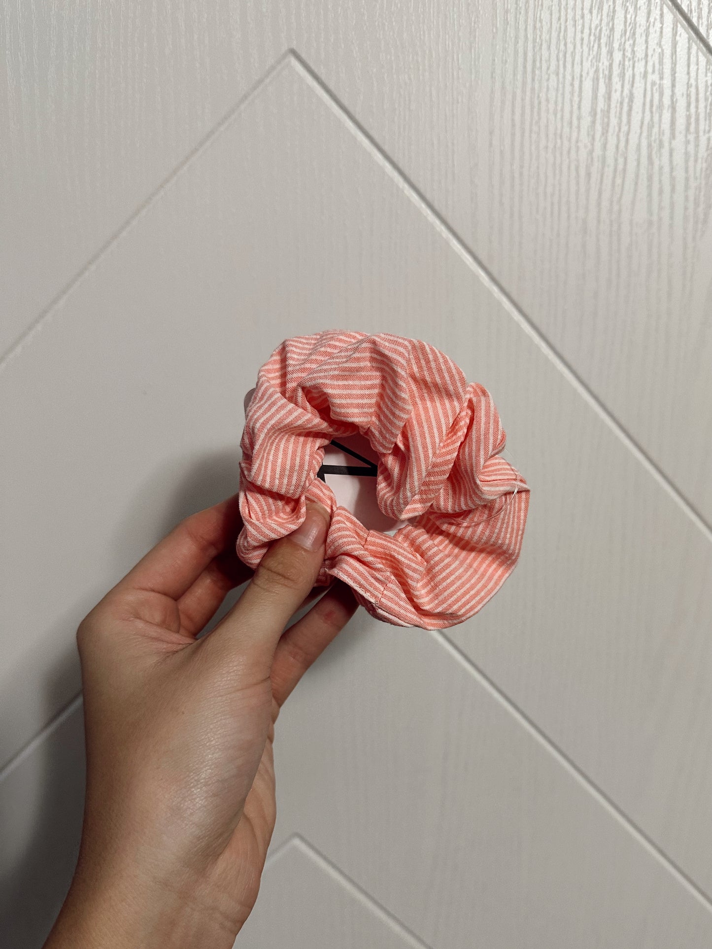 Cotton Stripe Scrunchie: Pink