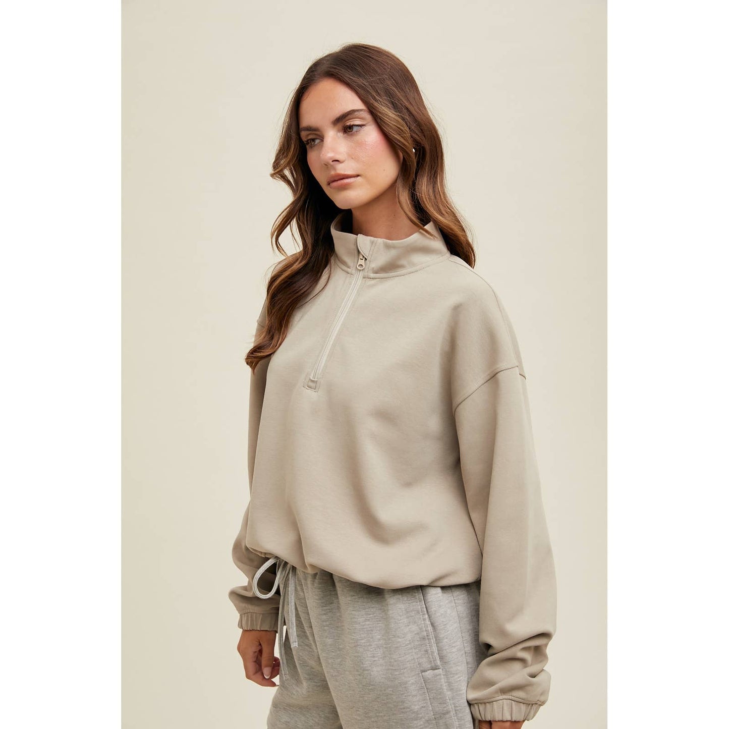 Scuba Half-Zip Pullover : Taupe