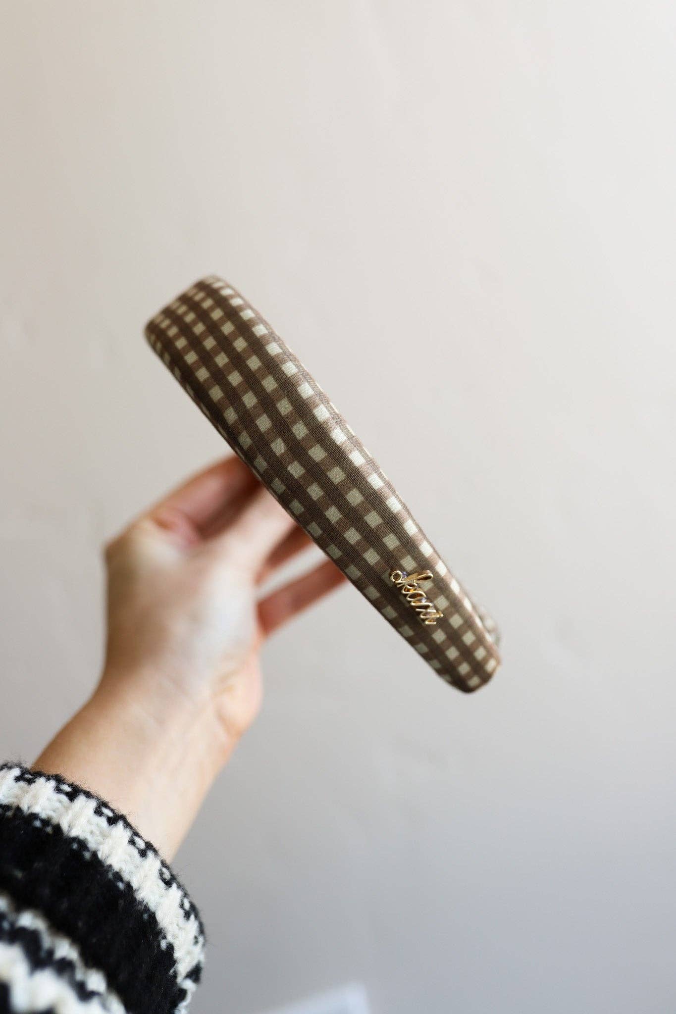 Brown Plaid Padded Headband