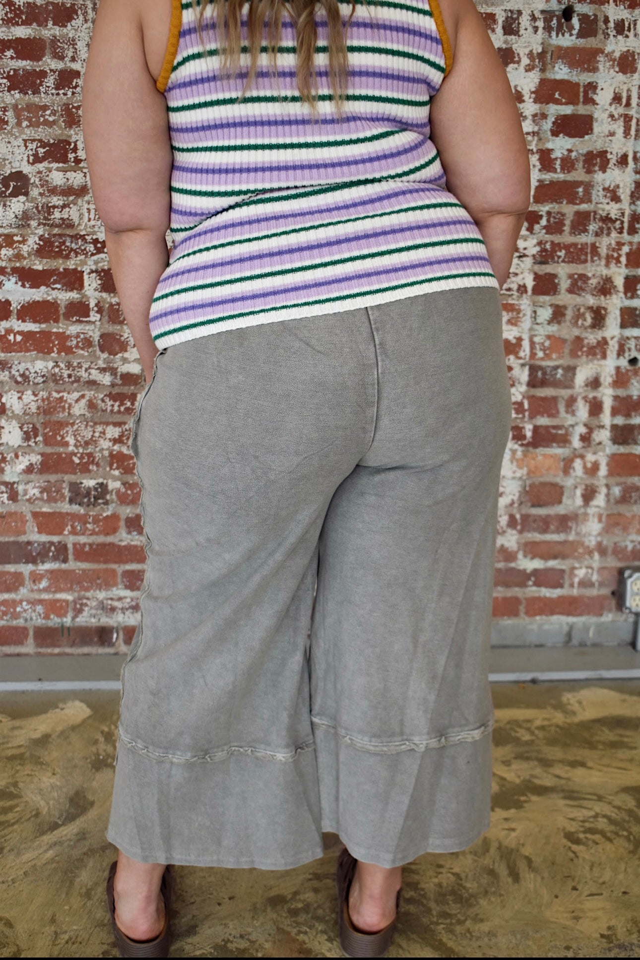 Jordi Terry Knit Palazzo Pants (Plus Size)