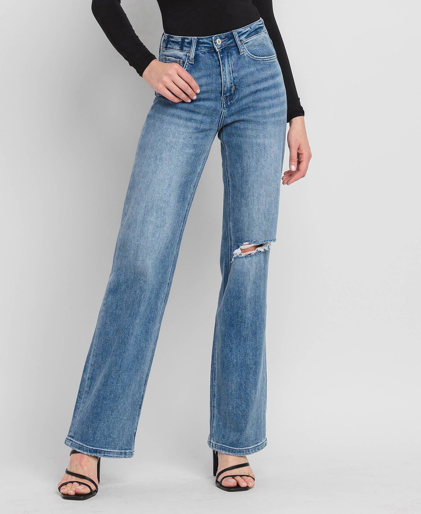 90'S Vintage Super High Rise Flare Jeans- Vervet by Flying Monkey