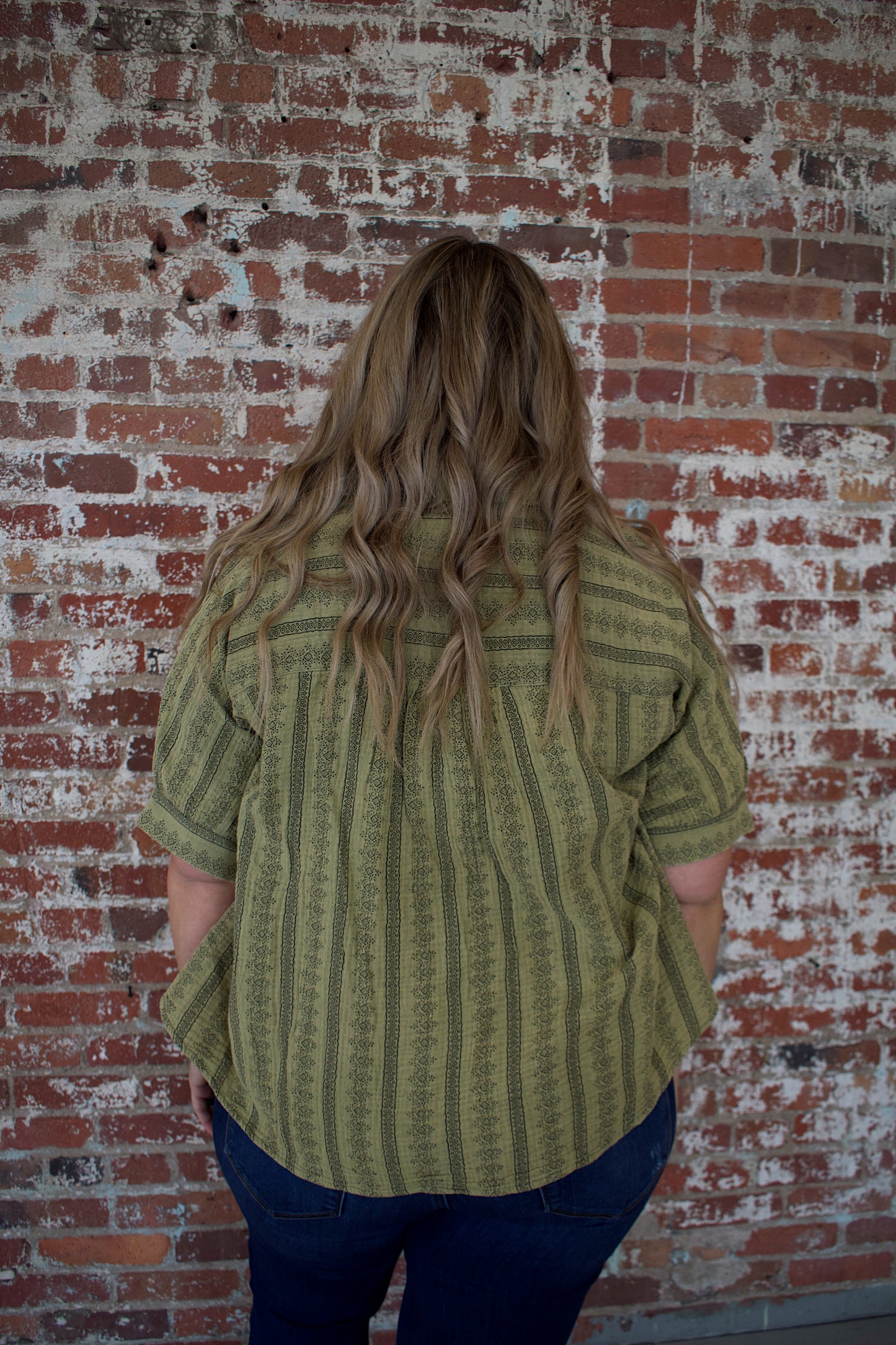 Kia Printed Button Down (Plus Size)