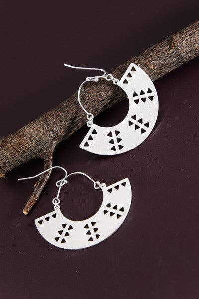 Aztec Boho Drop Earrings : Silver