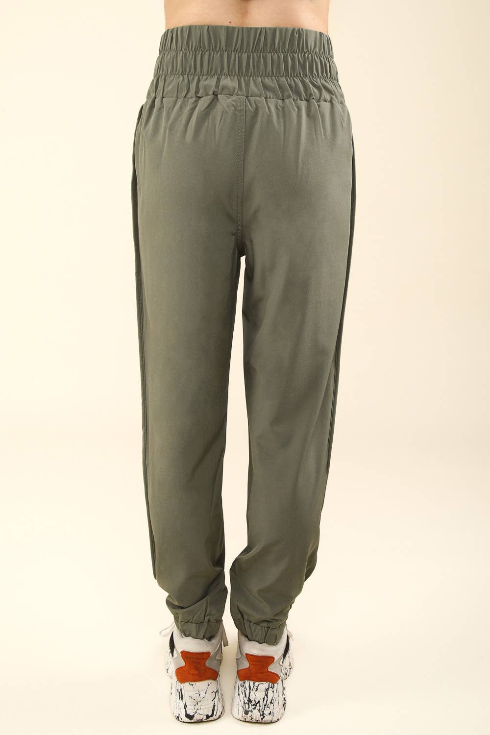 High Waisted Cargo Active Joggers w/ Pockets: Army Green
