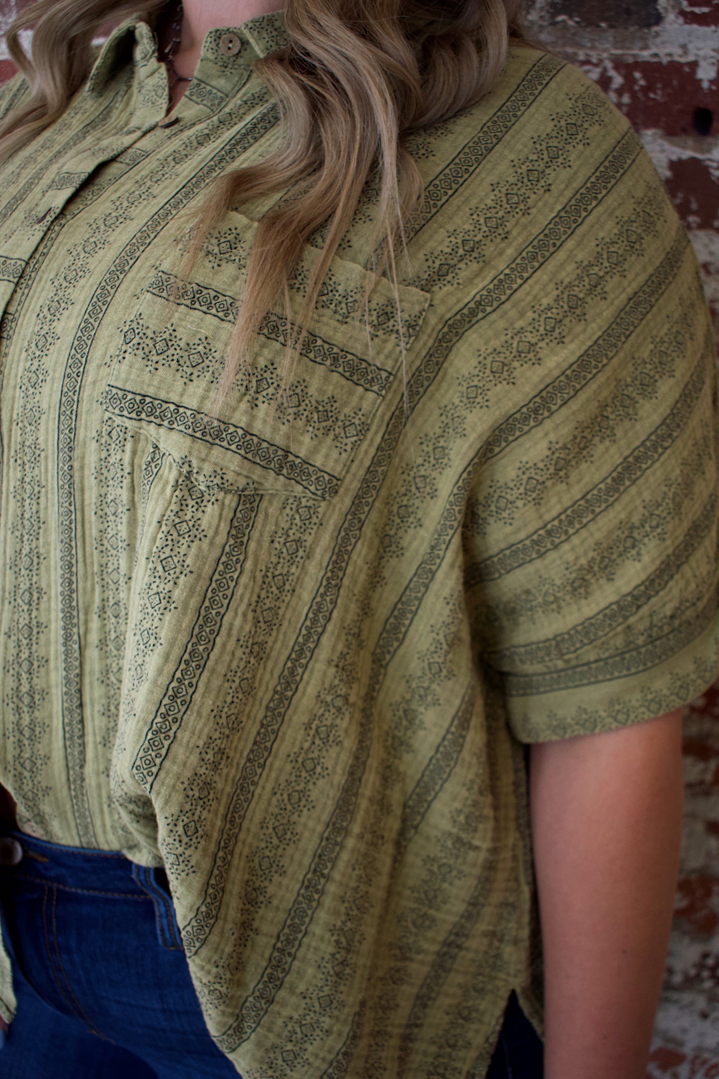 Kia Printed Button Down (Plus Size)