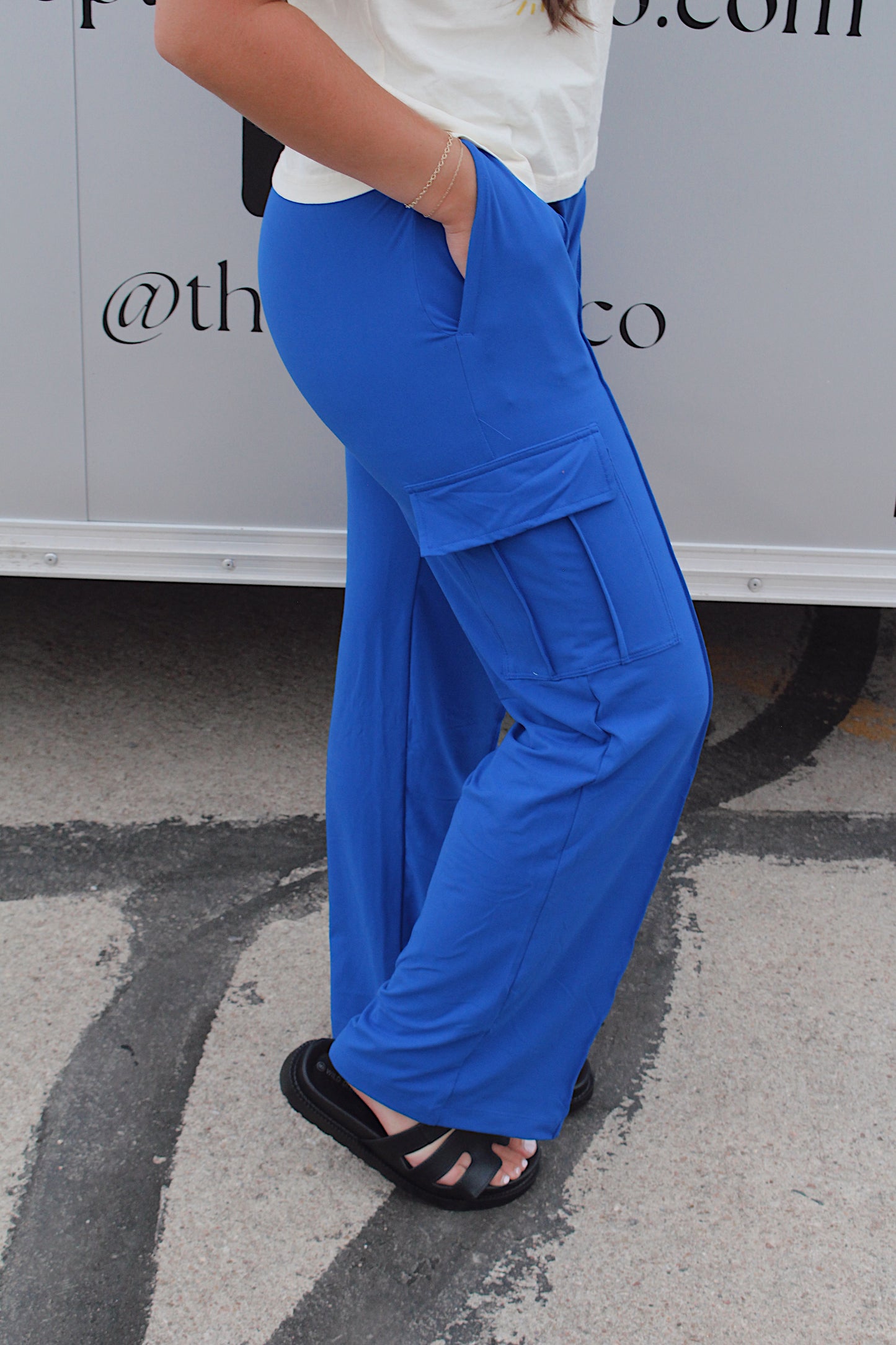 Butter Straight Leg Cargo Sweatpants: Royal Blue