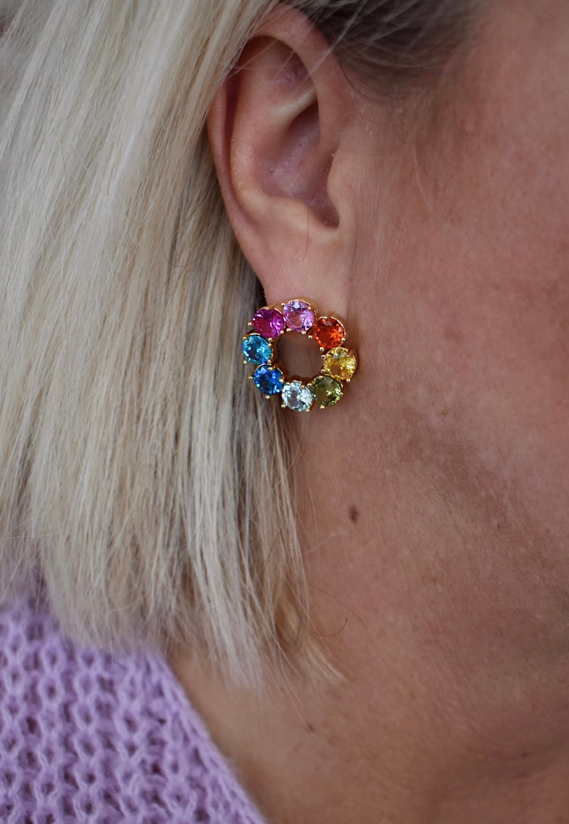 Circles Colorful Gem Earrings