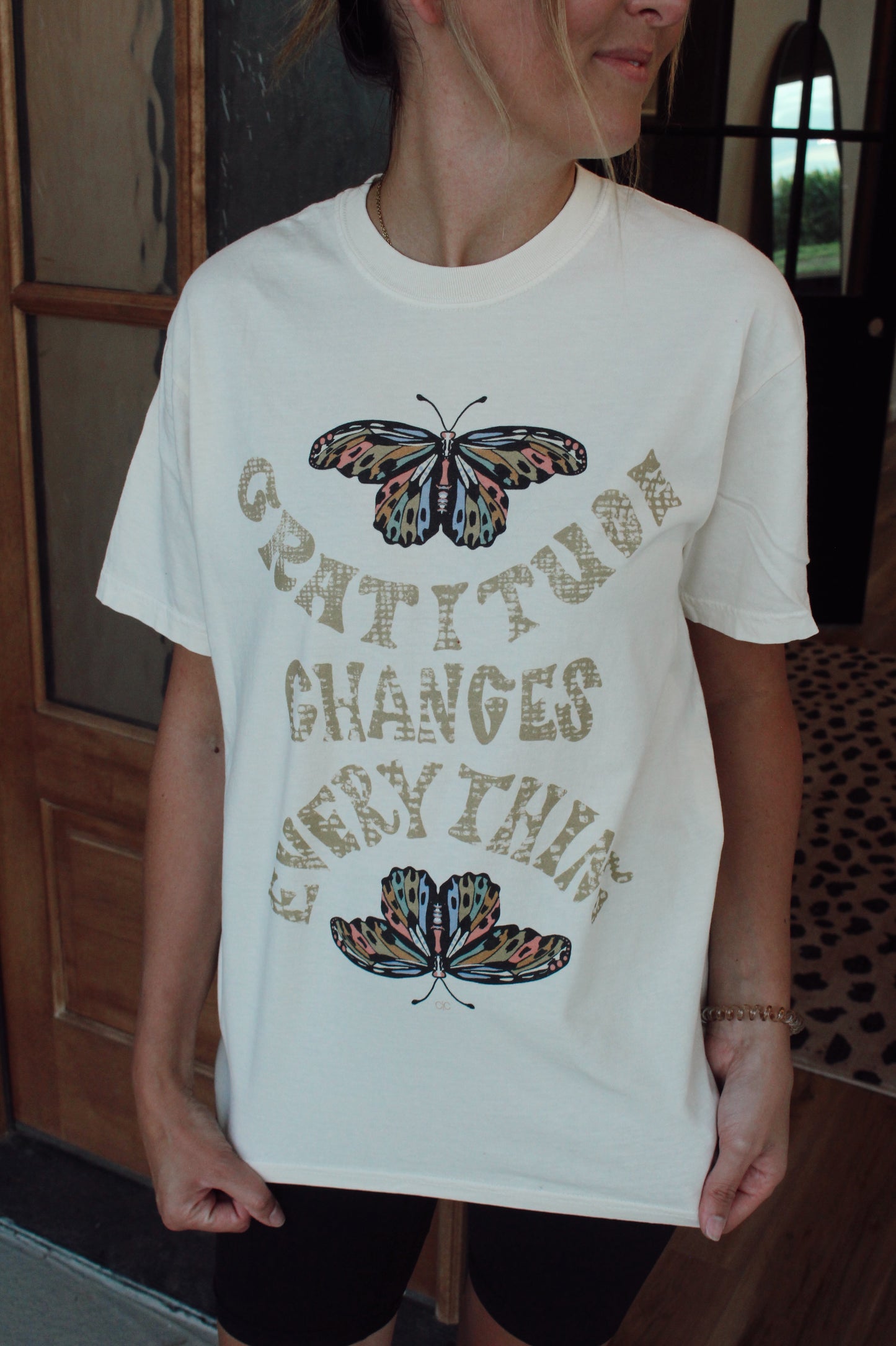 Gratitude Changes Everything Butterfly Graphic Tee
