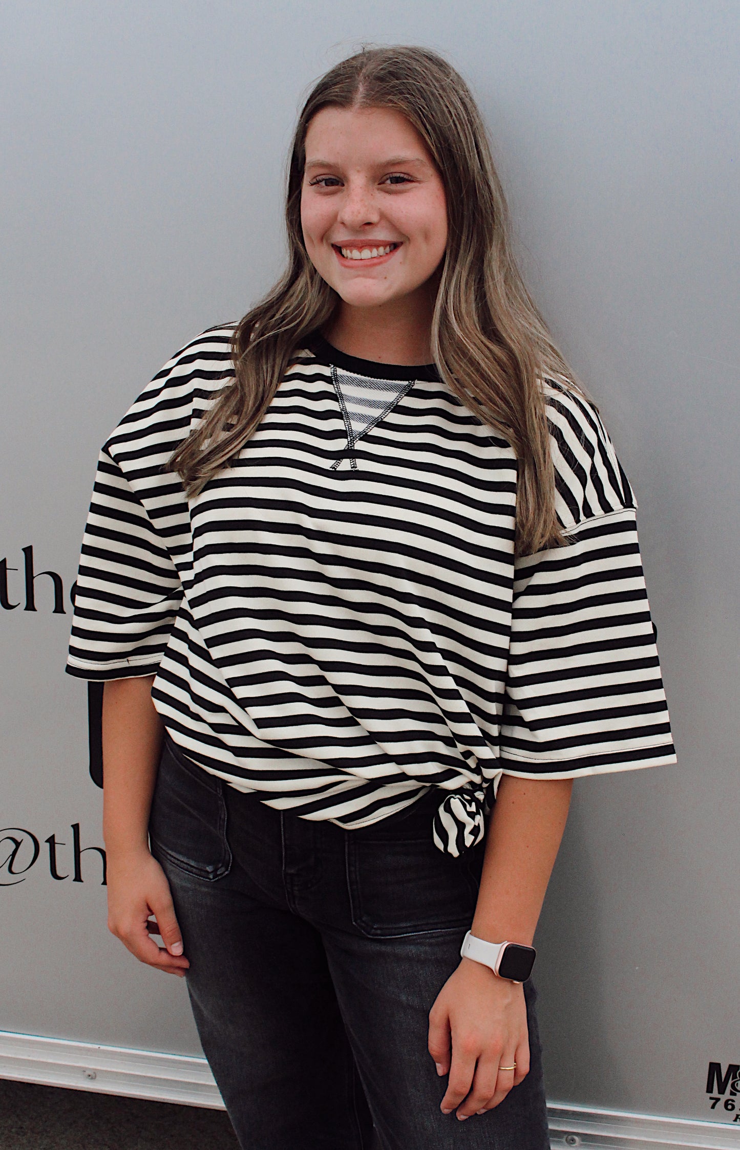 Striped Oversized Short Sleeve Top