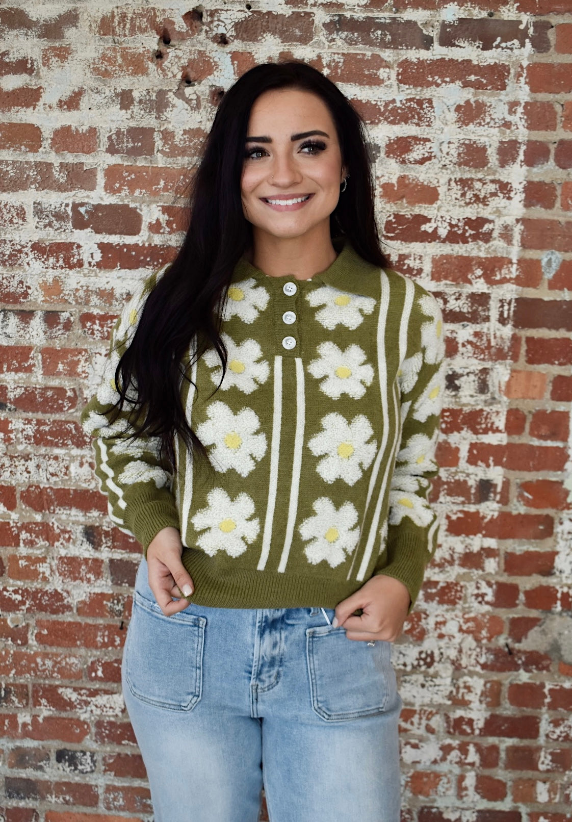 Frankie Floral Stripe Collar Sweater