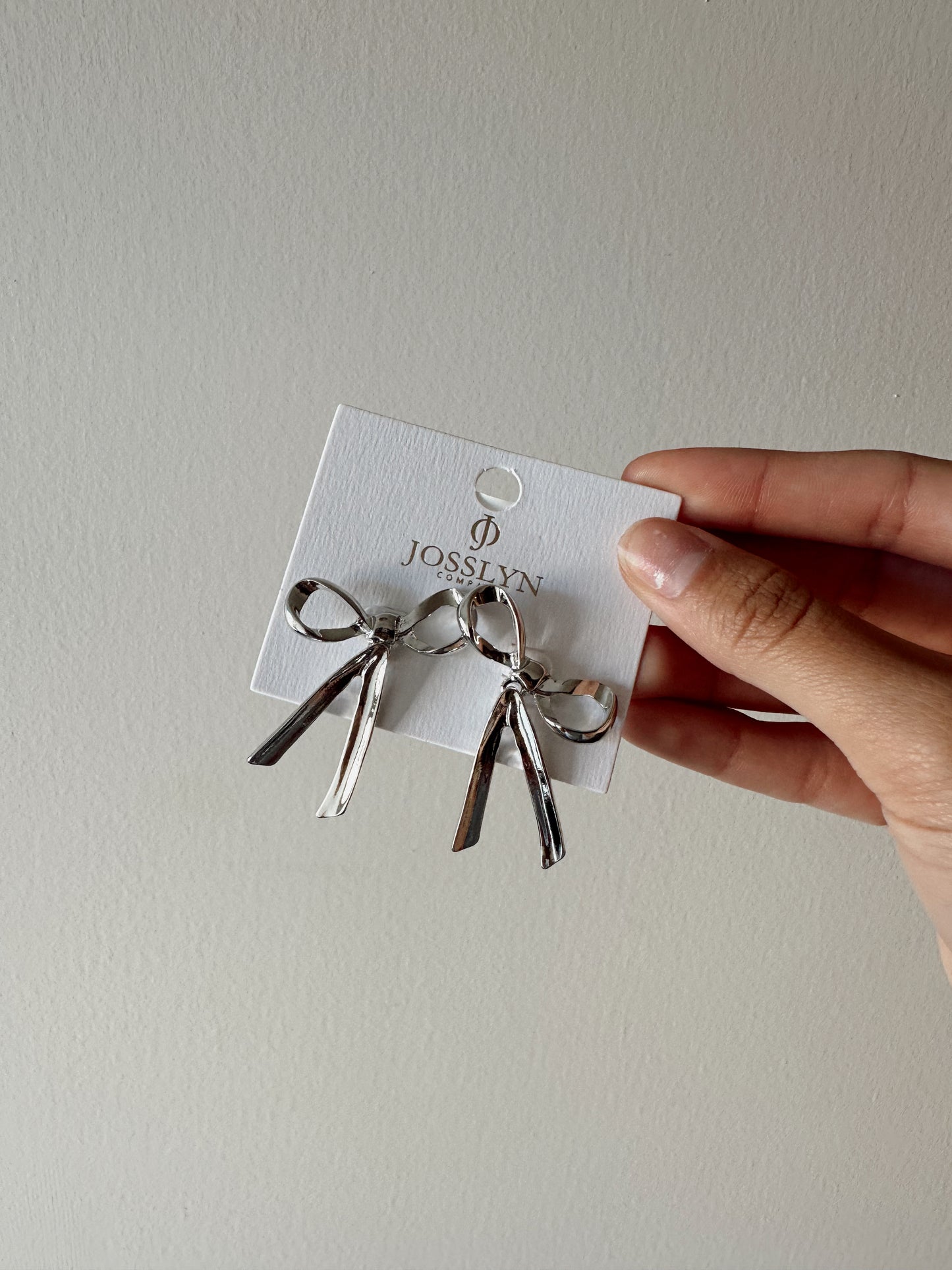 Bow Stud Earrings - Silver