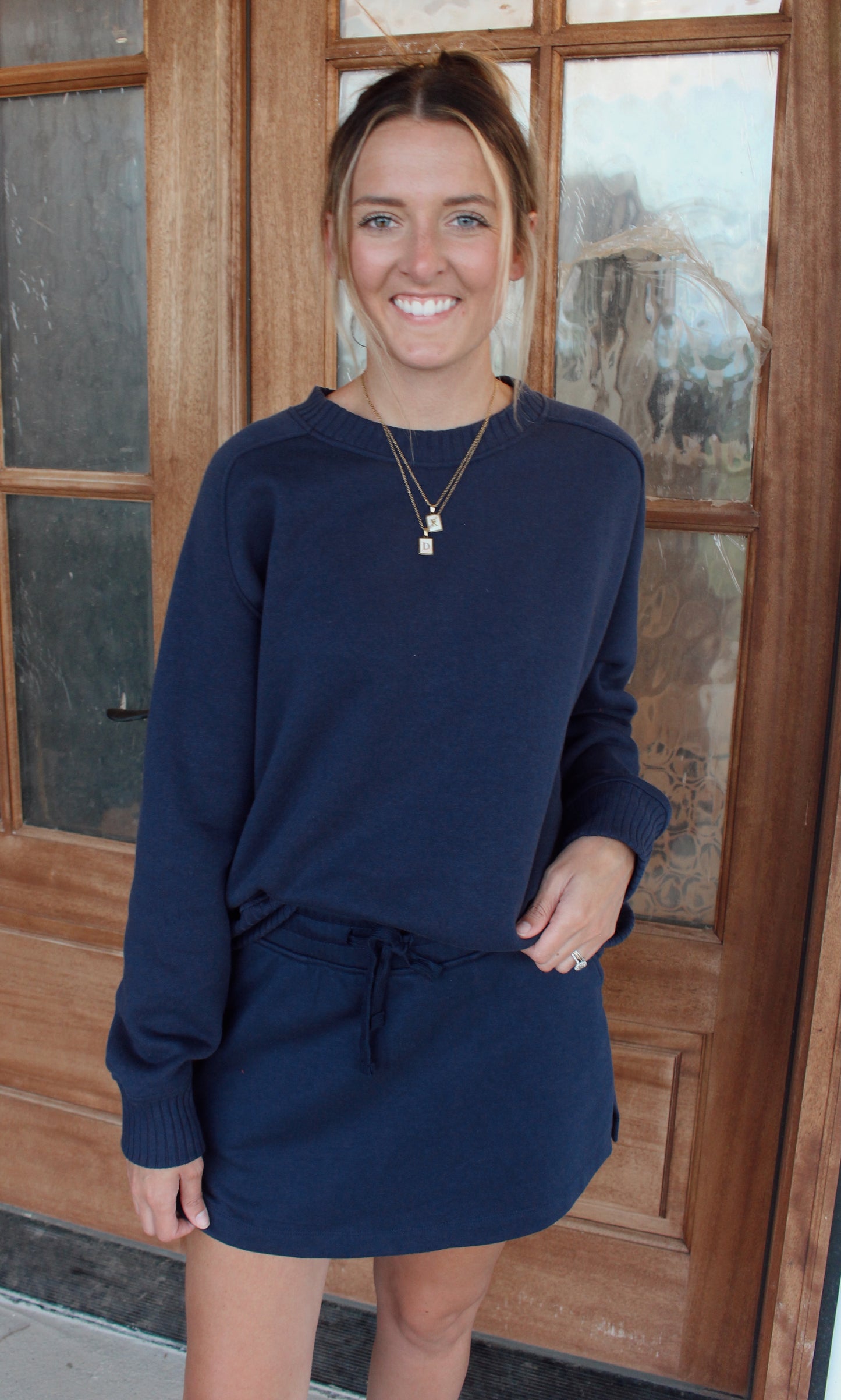 Kia French Terry Skort- Navy