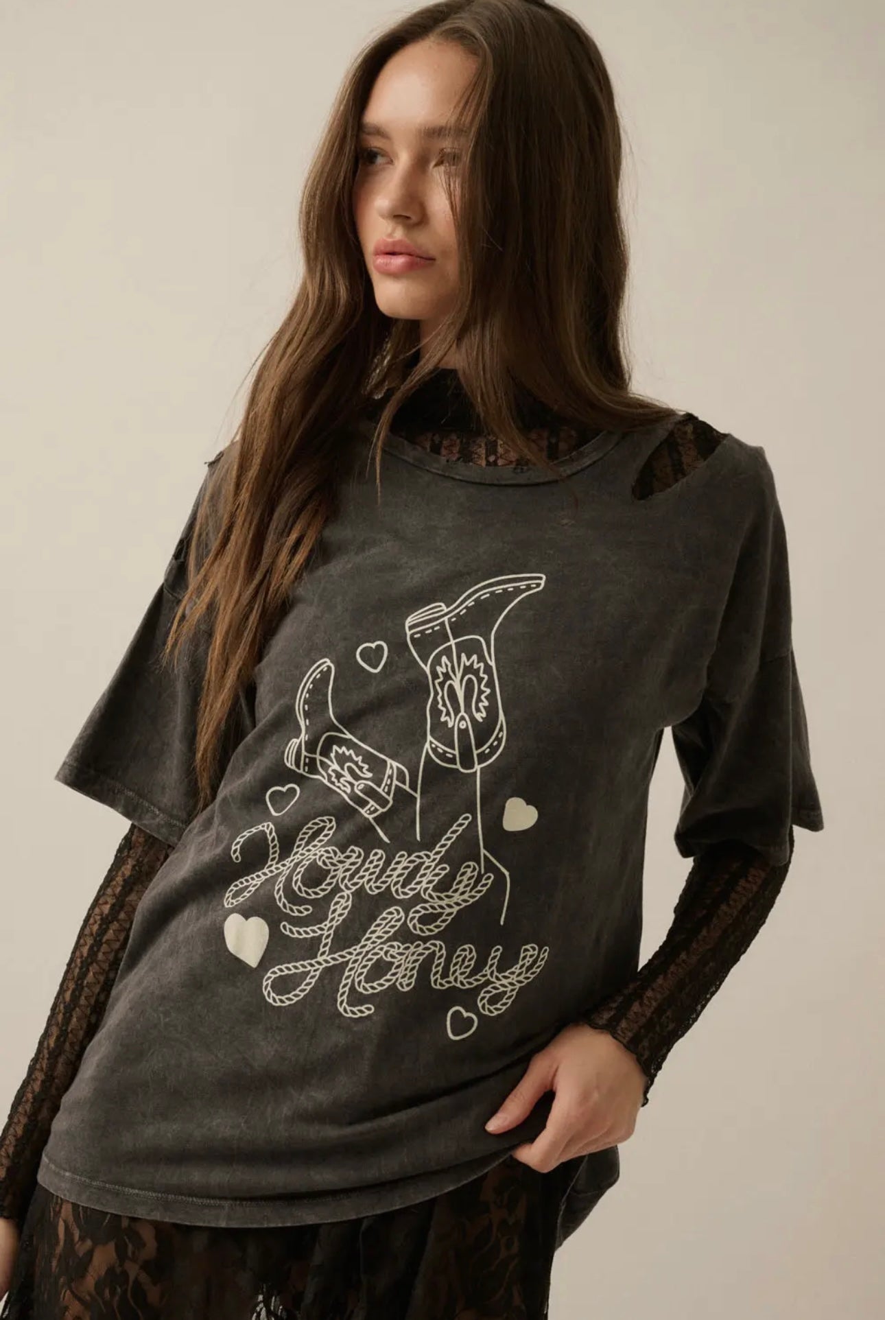 Howdy Honey Western Slashed Graphic Tee