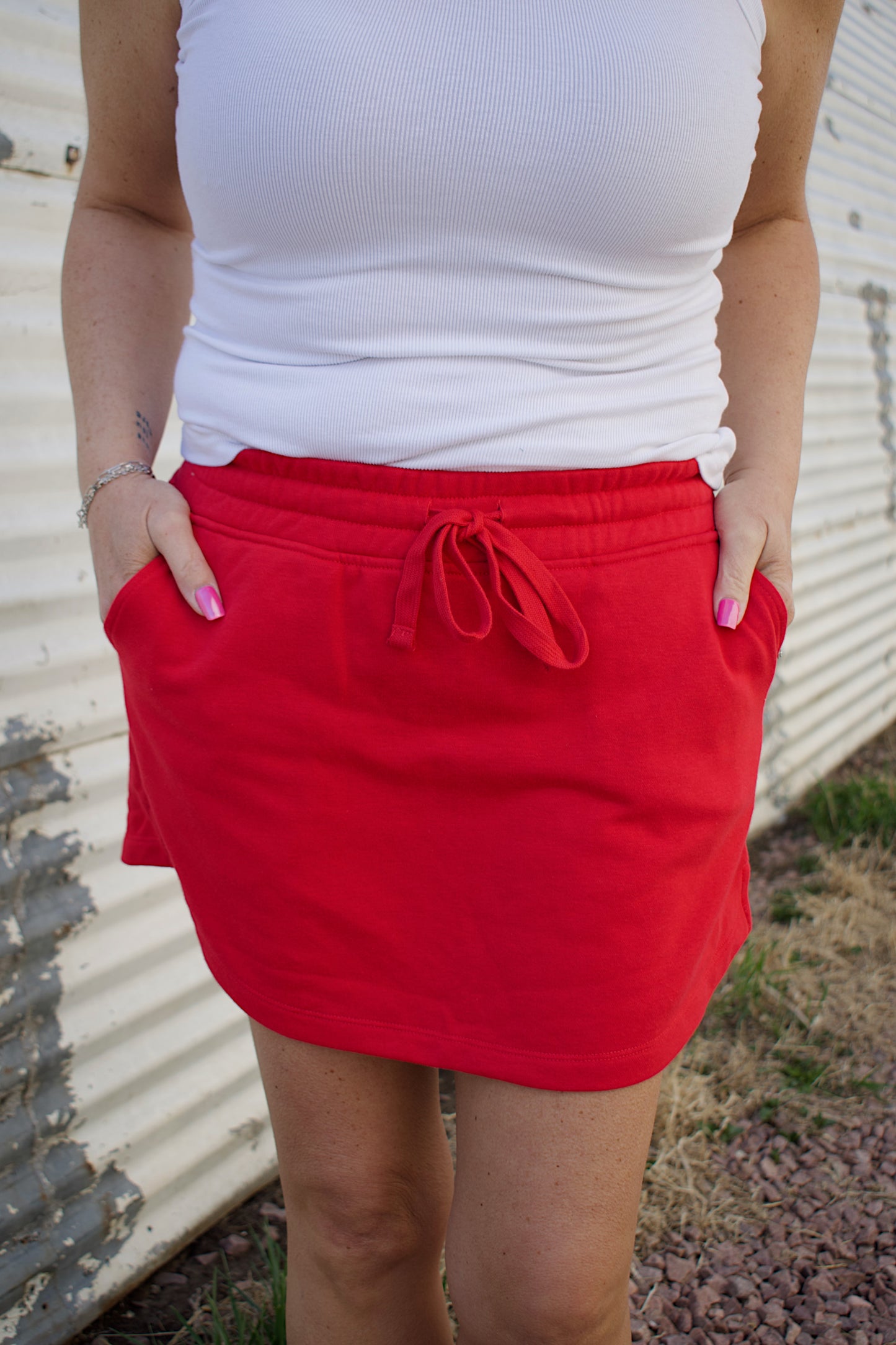 Kia French Terry Skort- True Red