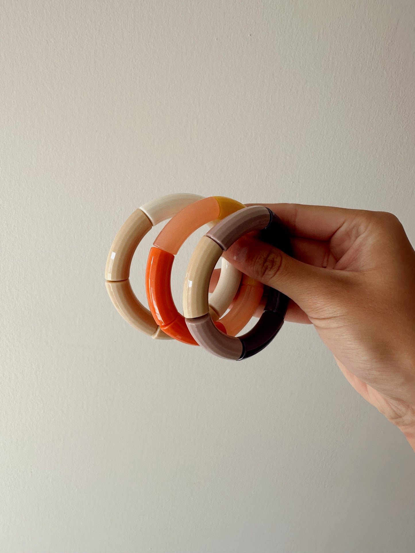 Acrylic Tube Bracelet - Orange Mix
