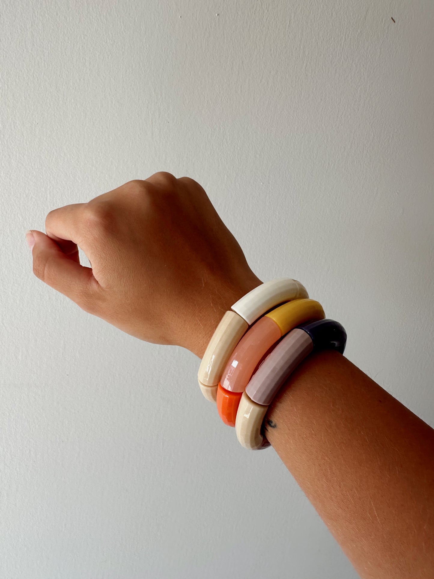 Acrylic Tube Bracelet - Orange Mix