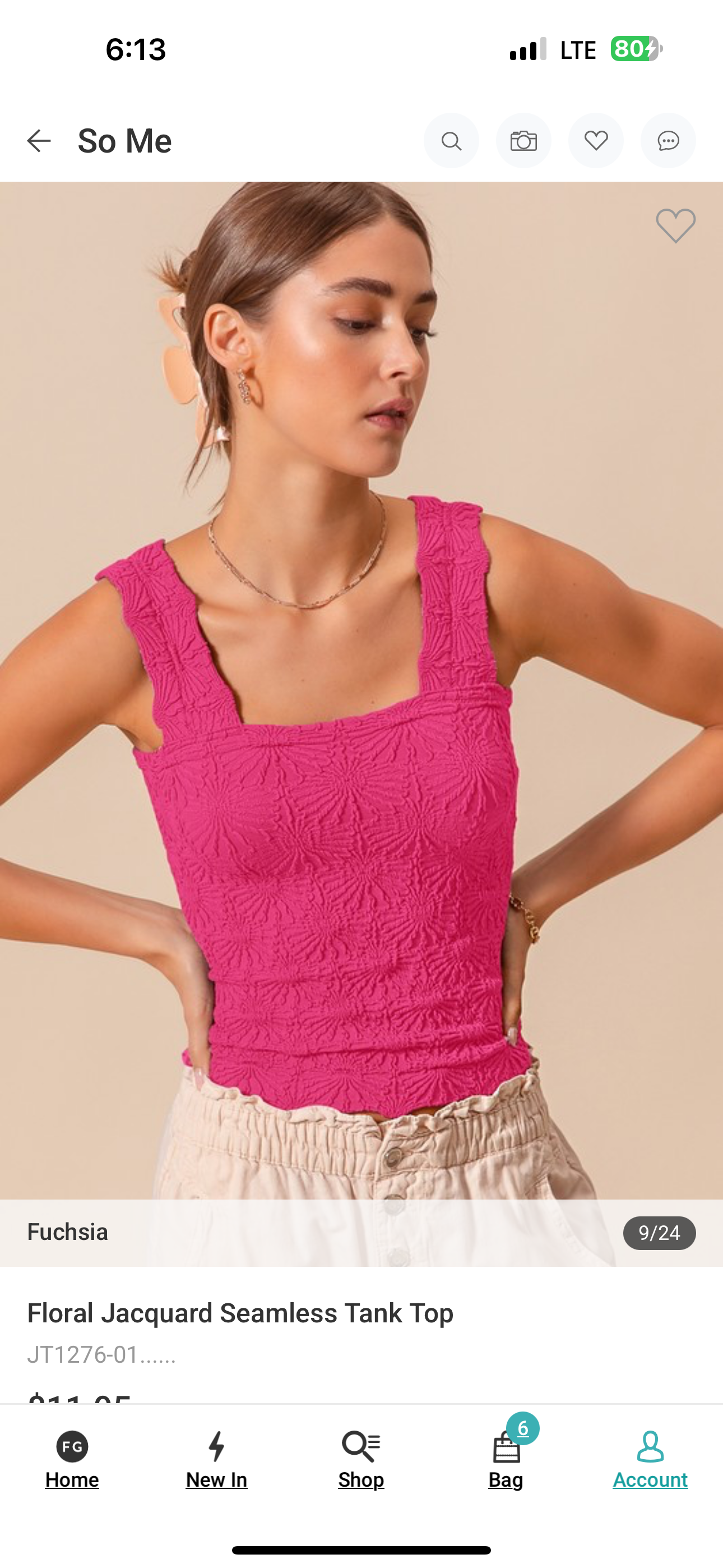 Adele Floral Seamless Tank Top- Fuschia