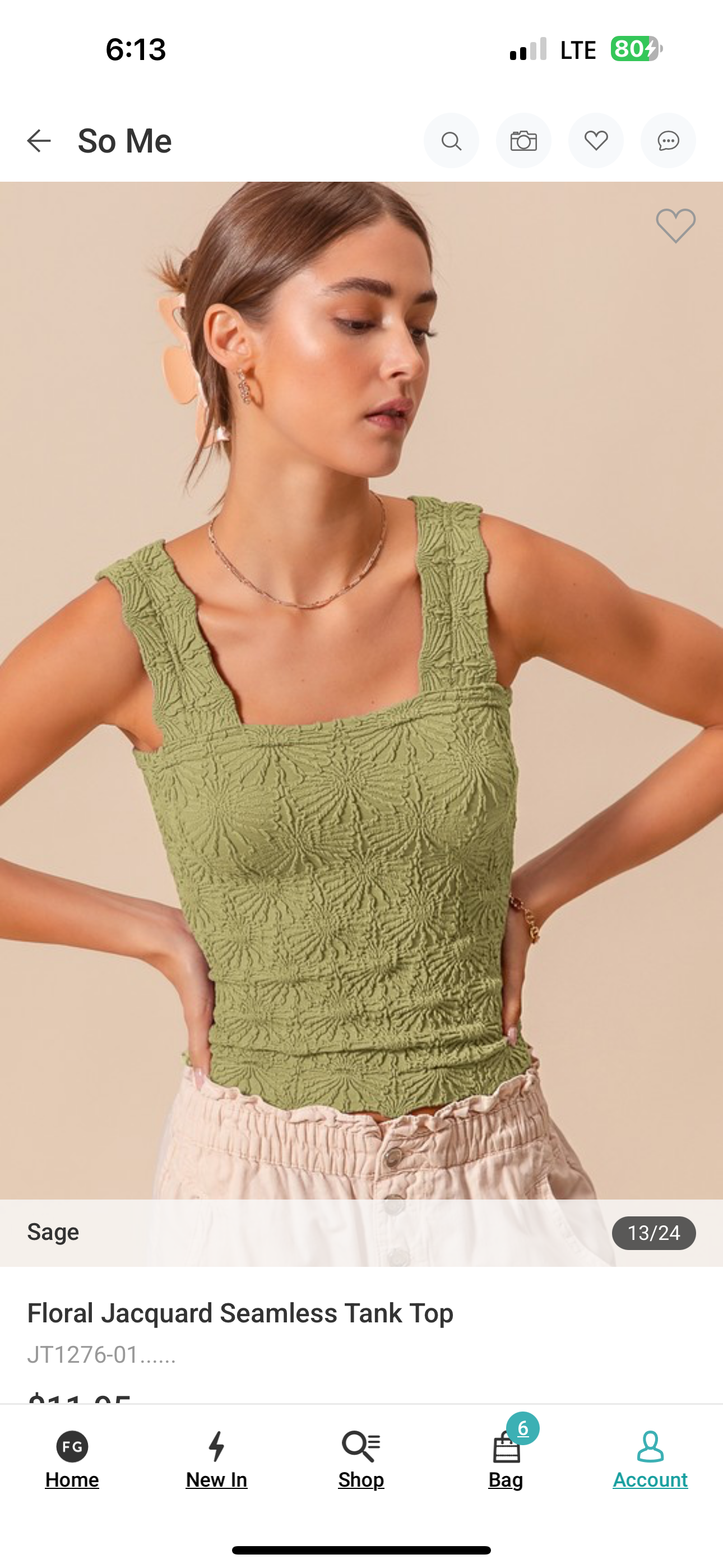 Adele Floral Seamless Tank Top-Sage