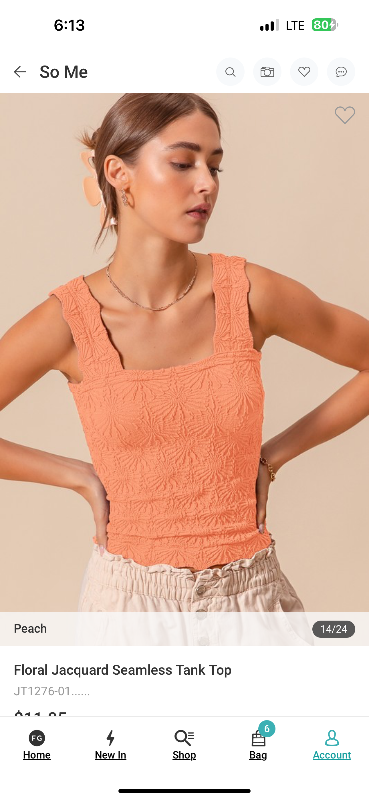 Adele Floral Seamless Tank Top-Peach