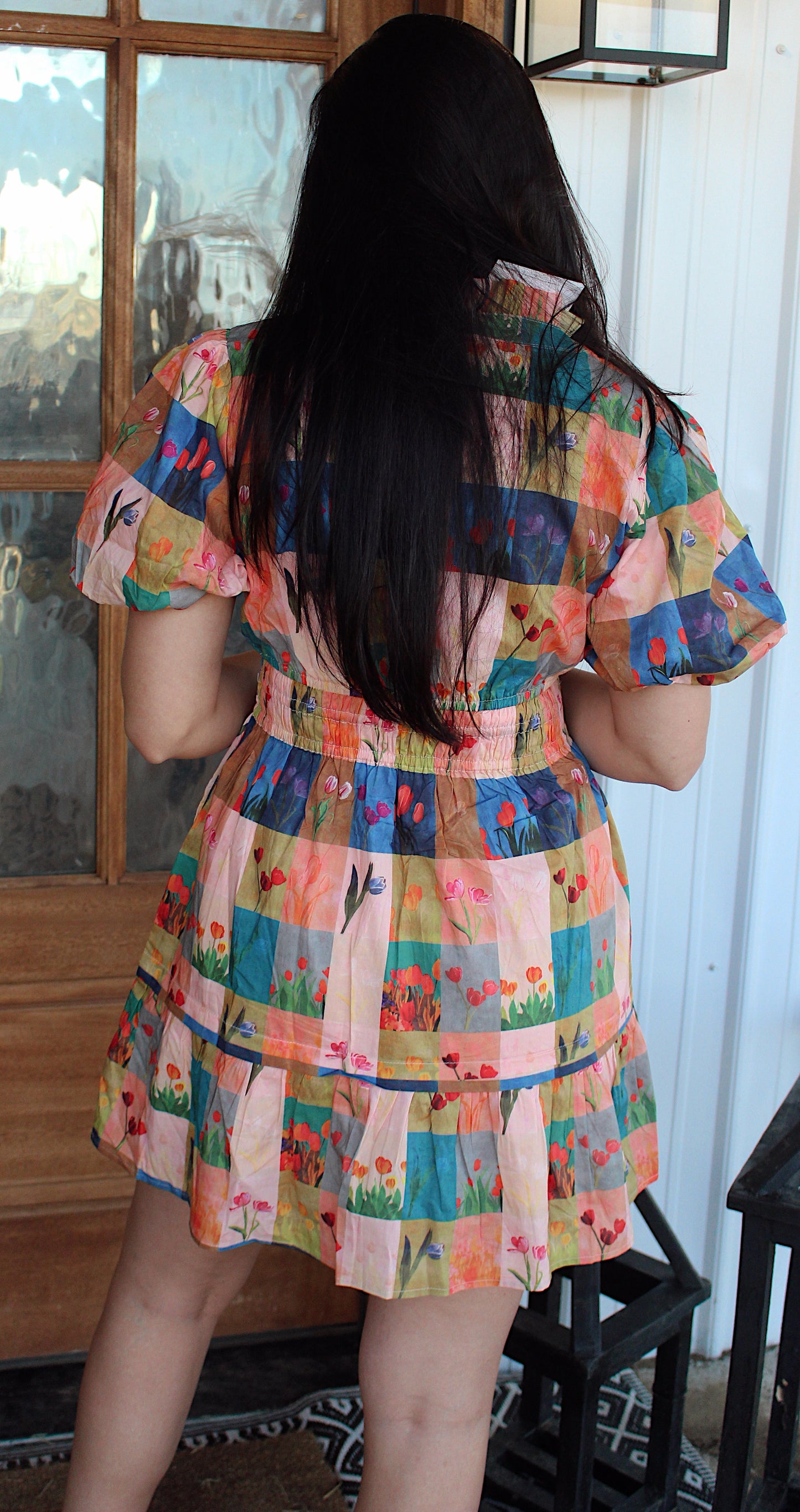 Ella Mixed Print Puffed Dress