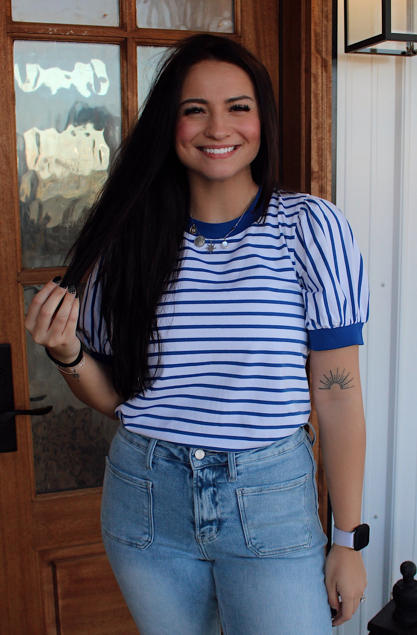 Faye Striped Puff Sleeve Top
