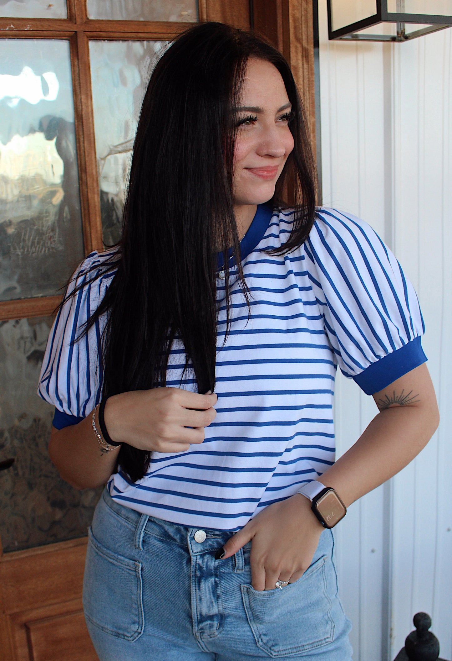 Faye Striped Puff Sleeve Top
